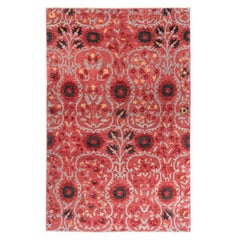 Tribal Afghan Hand-Knotted Suzani Wool Area Rug 6x9 Red