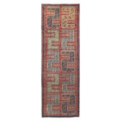 Tribal Afghan Hand-Knotted Verneh Wool Geometric Runner 4x11