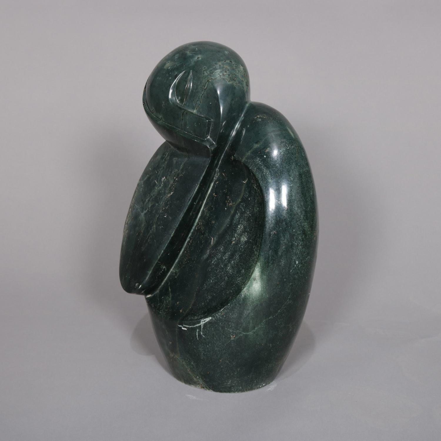 Hand-Carved Tribal Alaskan Inuit Abstract Carved Stone Sculpture, Stylized Woman