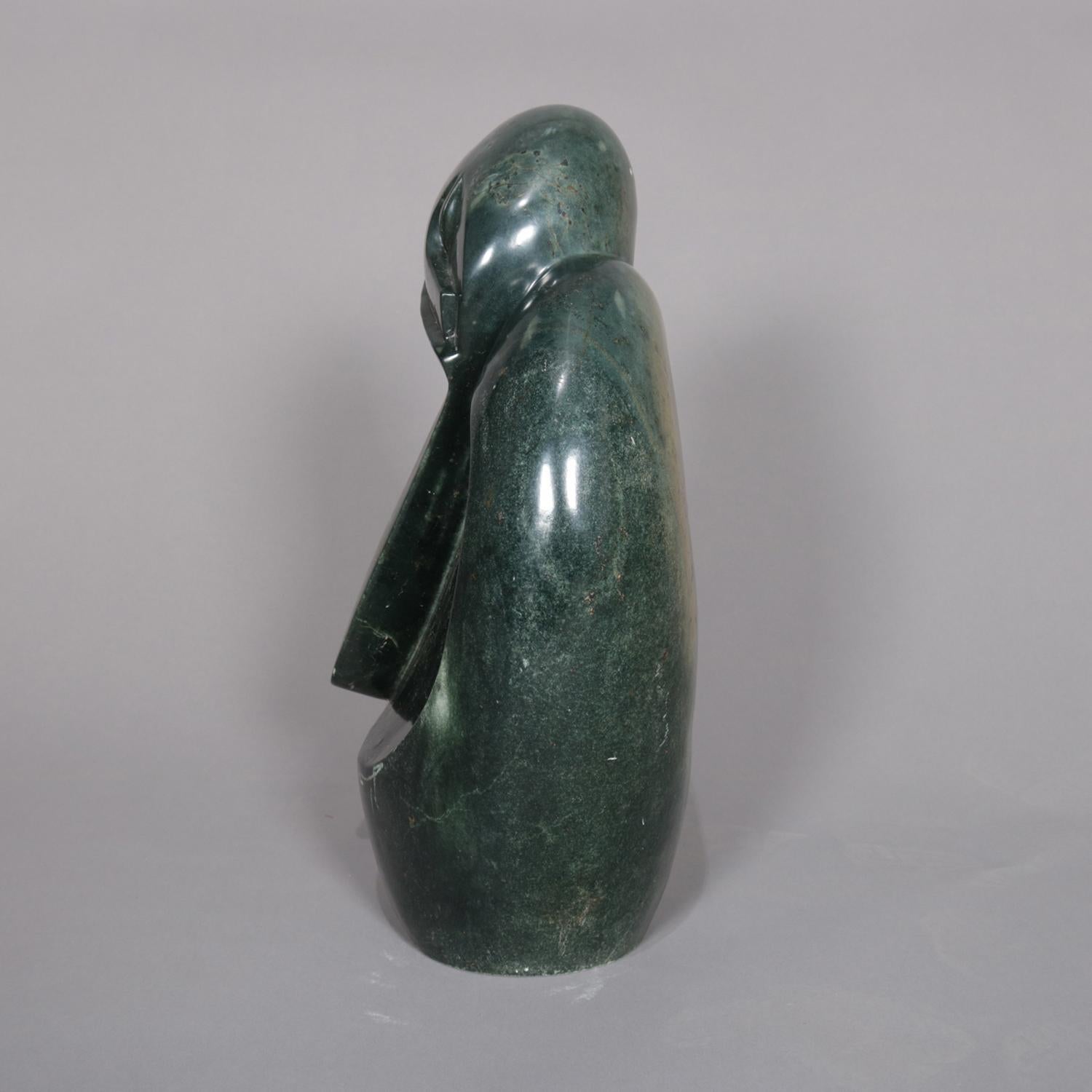 Tribal Alaskan Inuit Abstract Carved Stone Sculpture, Stylized Woman In Good Condition In Big Flats, NY