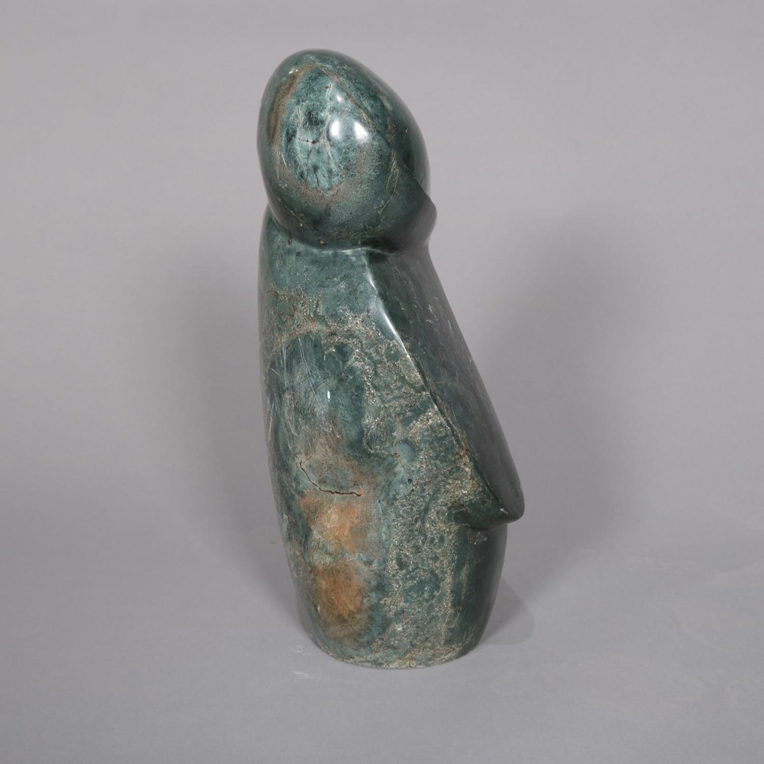 Tribal Alaskan Inuit Abstract Carved Stone Sculpture, Stylized Woman 2