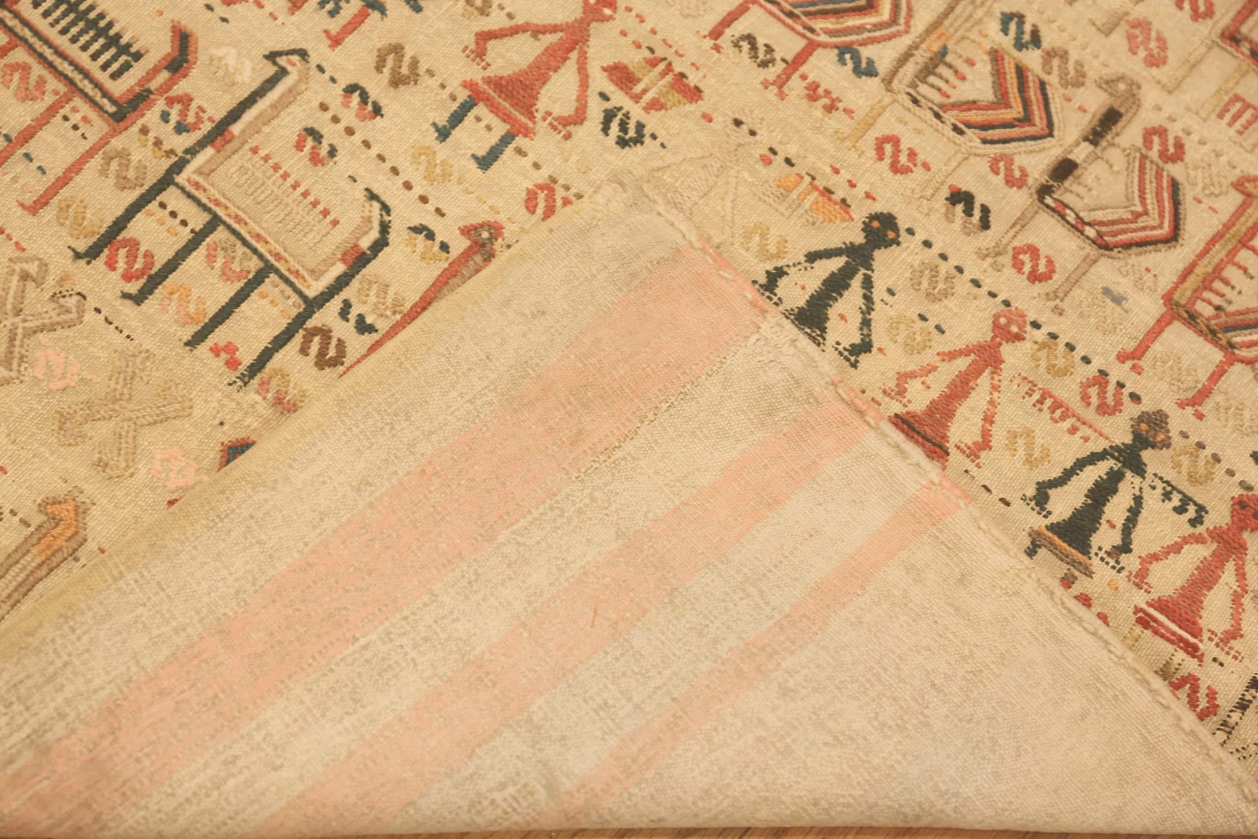 Antike persische Luri-Satteltasche im Stammes-Tier-Design 2' x 5' (Stammeskunst) im Angebot