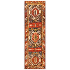 Tribal Antique Caucasian Lankoran Runner Rug. Size: 3 ft 5 in x 11 ft