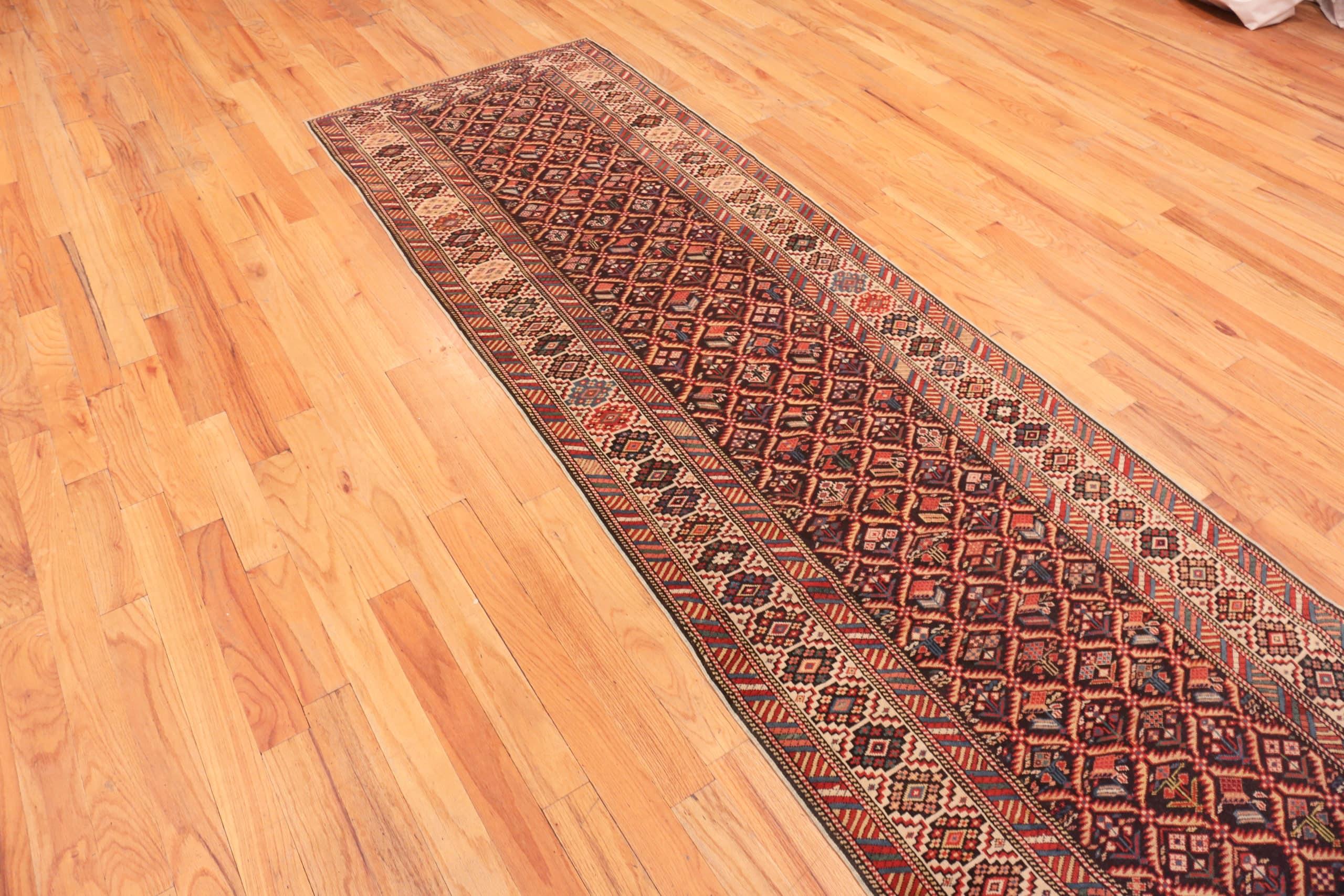 Nazmiyal Collection Antique Caucasian Shirvan Runner Rug. 3 ft 5 in x 14 ft 2 in In Good Condition In New York, NY