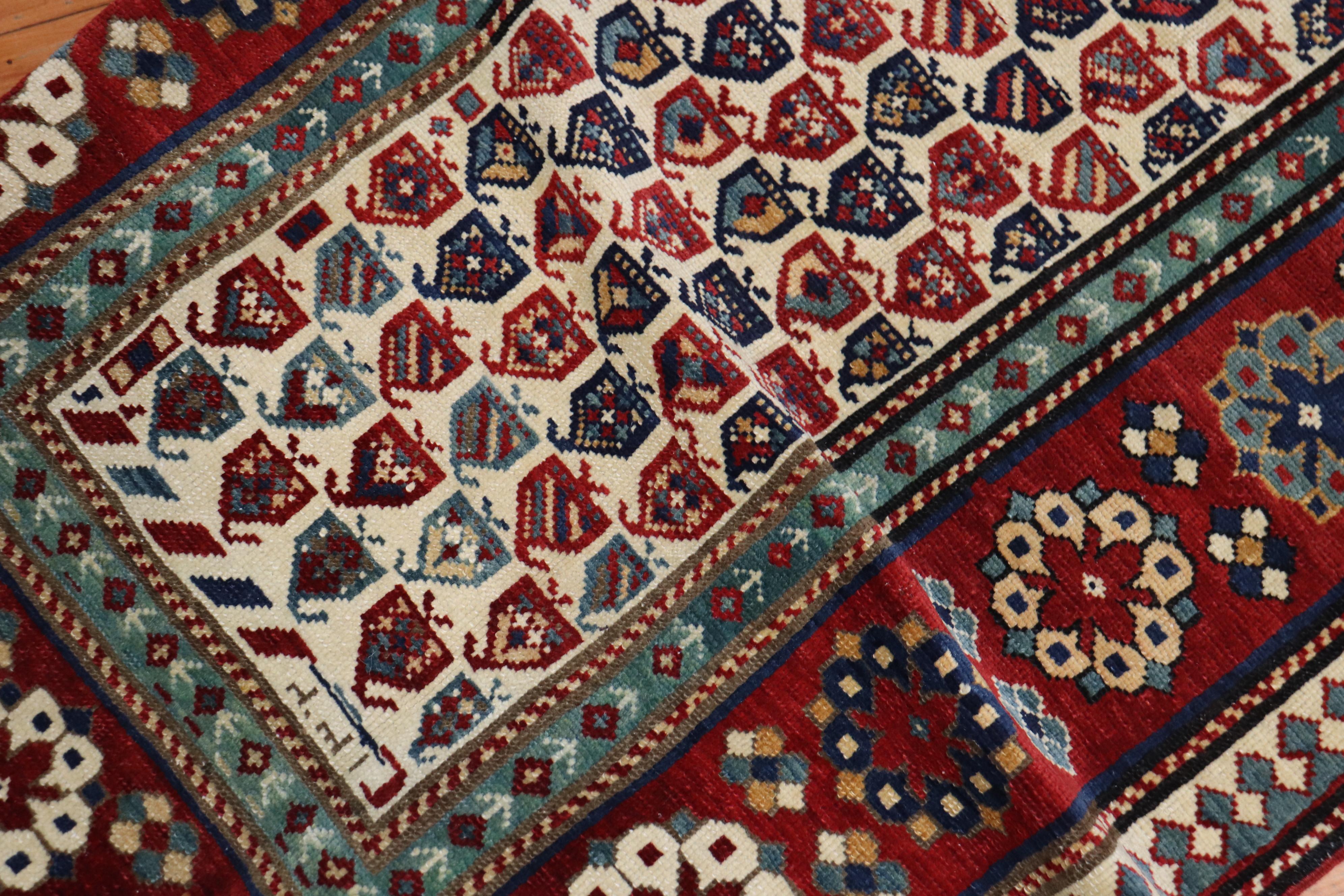 Tribal Antique Caucasian Talish 20th Century Runner In Good Condition For Sale In New York, NY