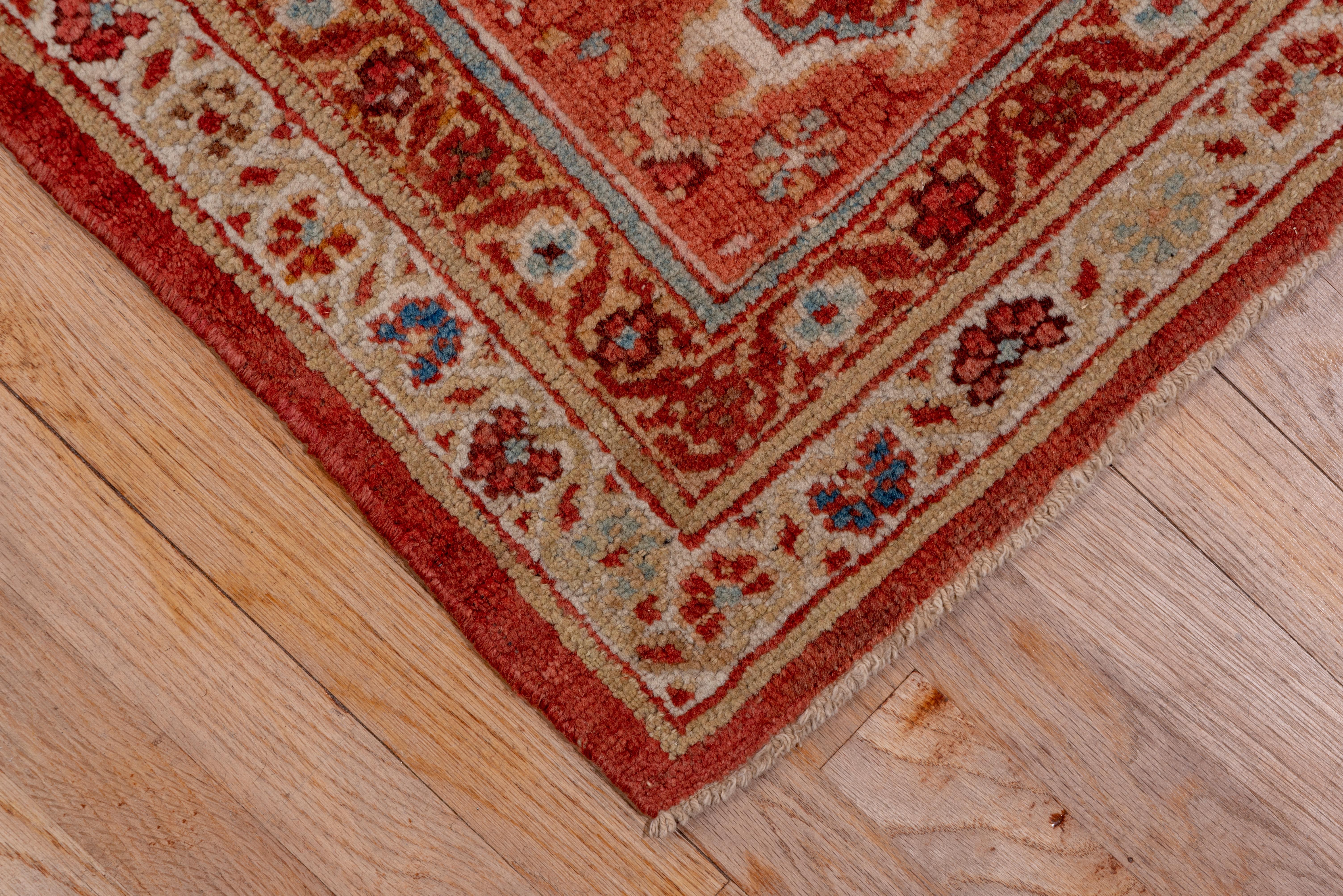 Hand-Knotted Tribal Antique Mahal Carpet, Soft Palette For Sale
