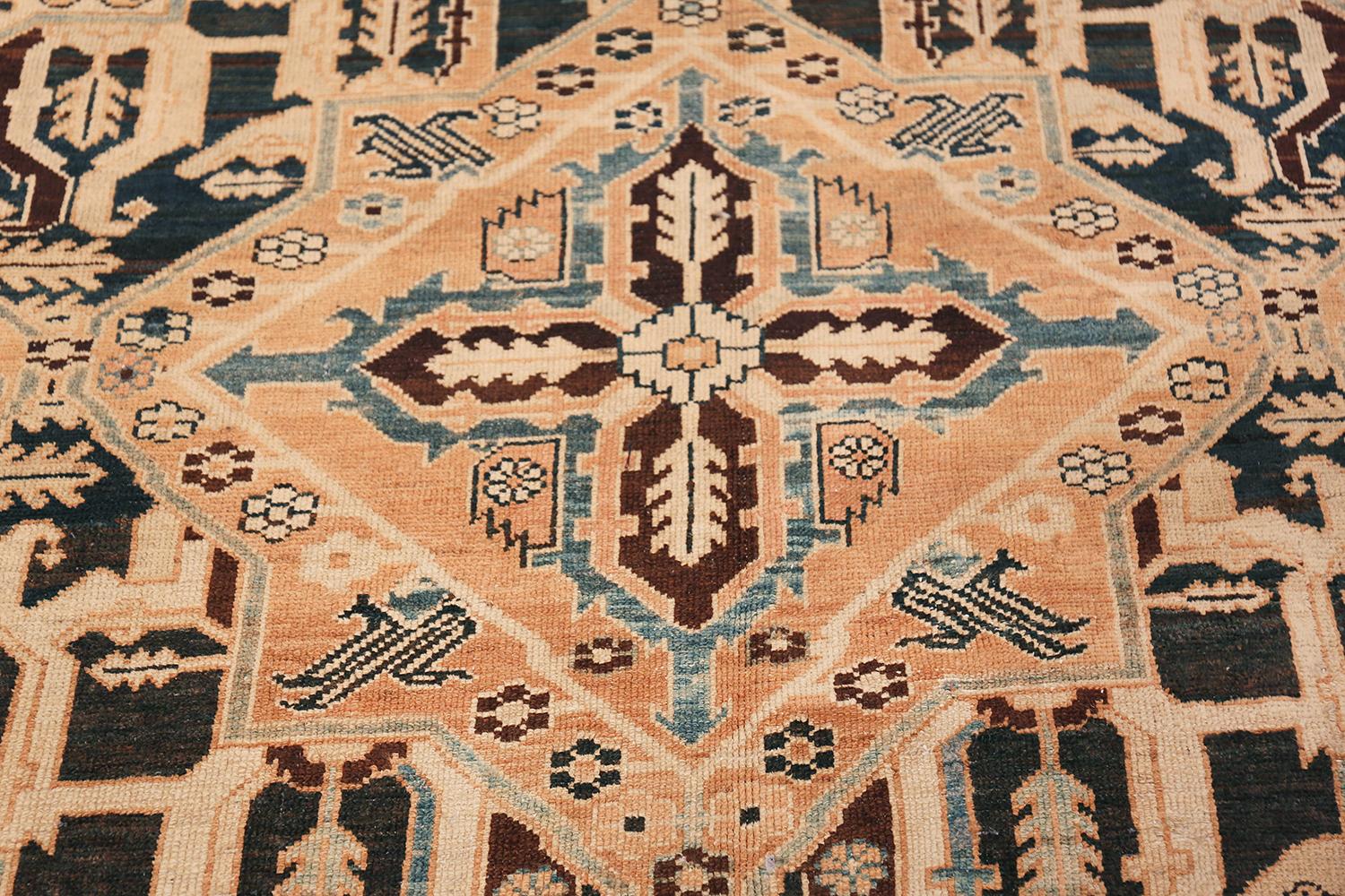 Hand-Knotted Antique Oversized Persian Bakhtirari Geometric Rug. Size: 15 ft x 30 ft For Sale