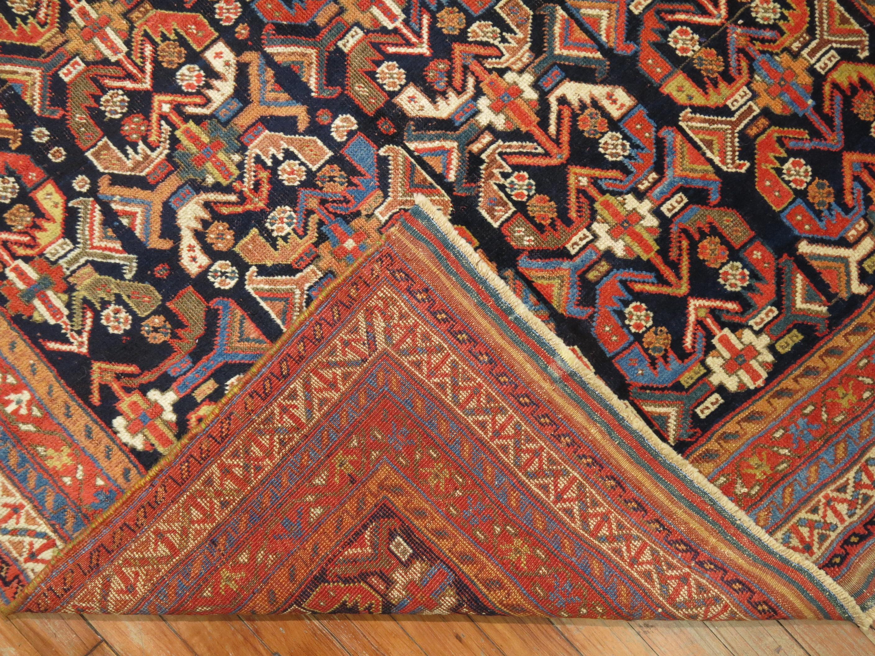 Hand-Woven Tribal Antique Persian Afshar Geometric Rustc Rug For Sale