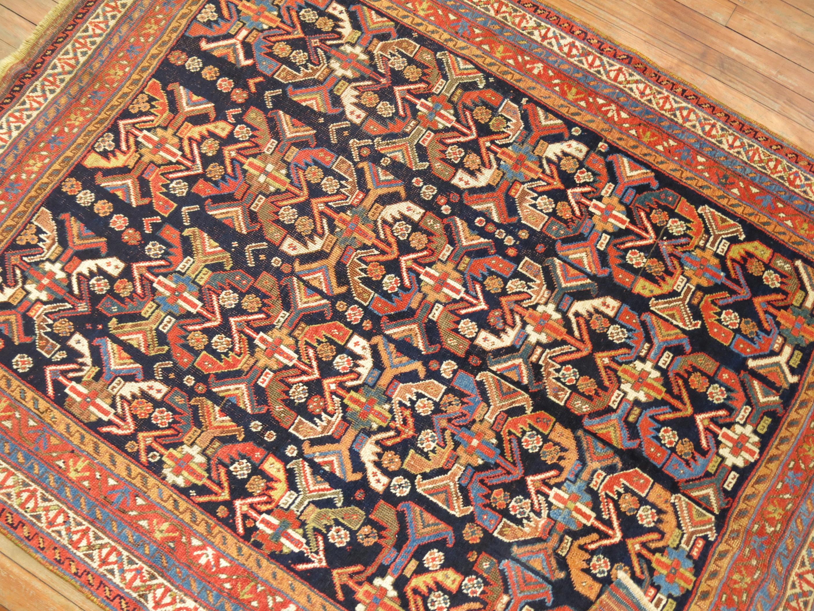 20th Century Tribal Antique Persian Afshar Geometric Rustc Rug For Sale
