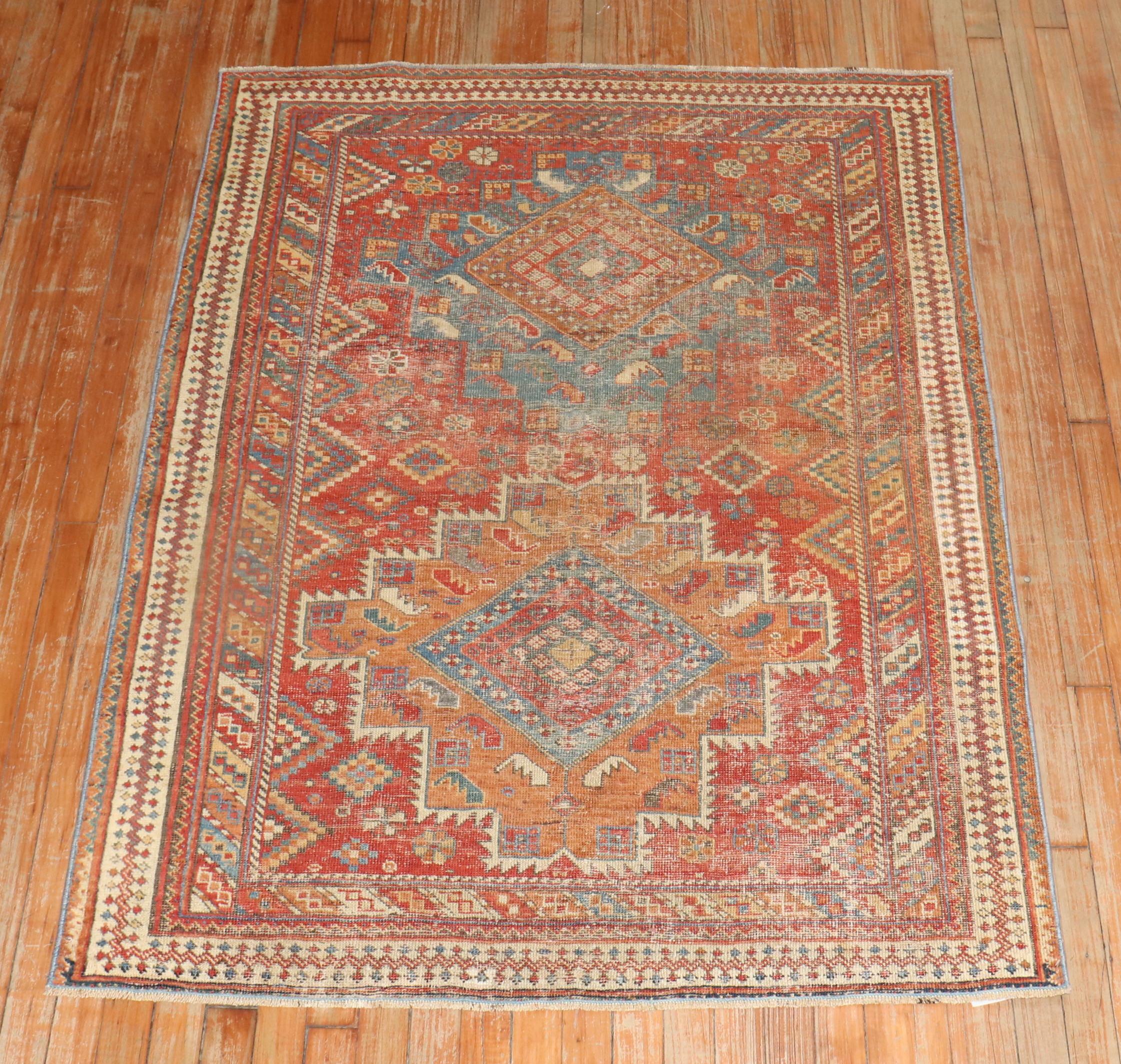 Hand-Woven Tribal Antique Persian Afshar Rug For Sale