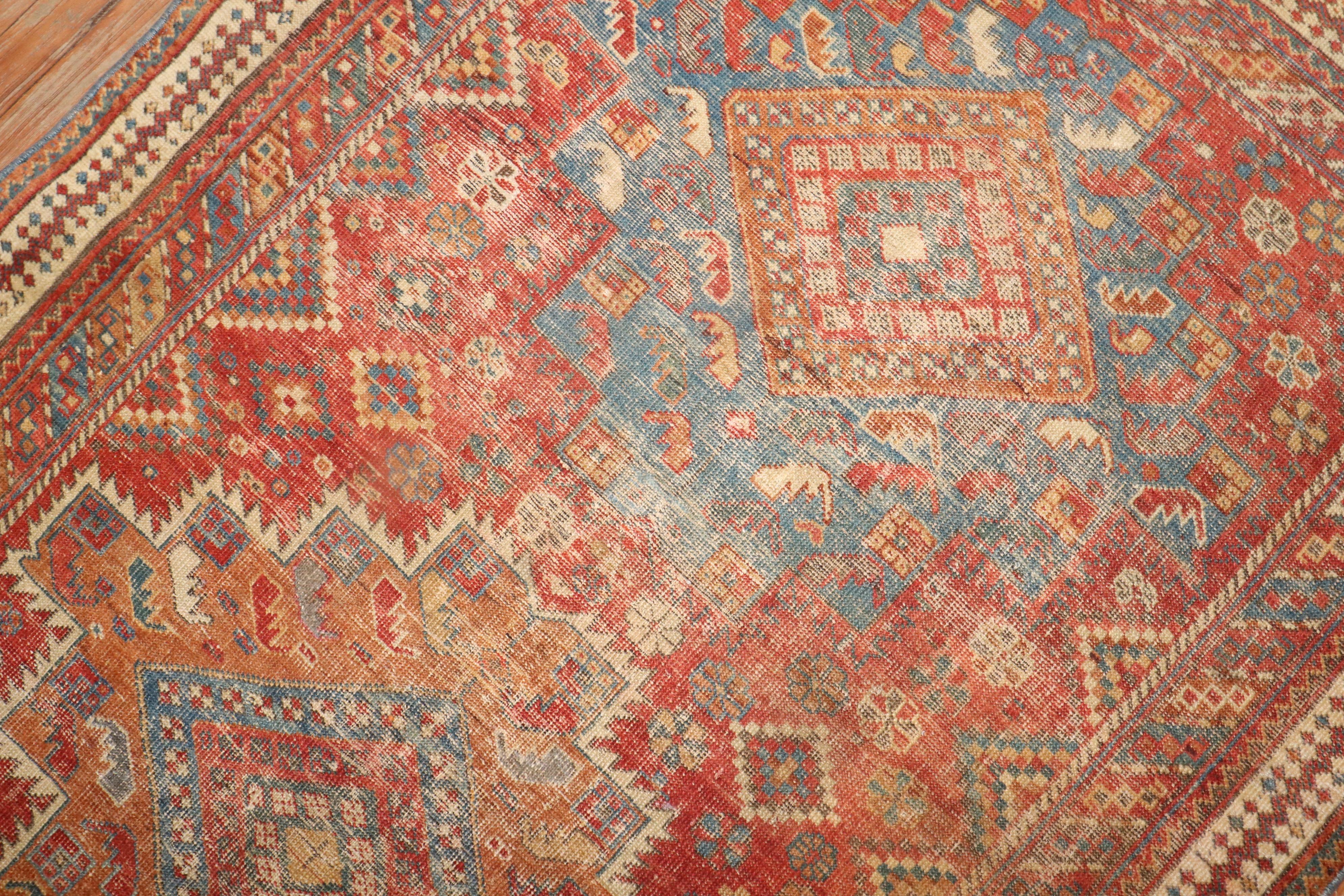 Tribal Antique Persian Afshar Rug In Good Condition For Sale In New York, NY
