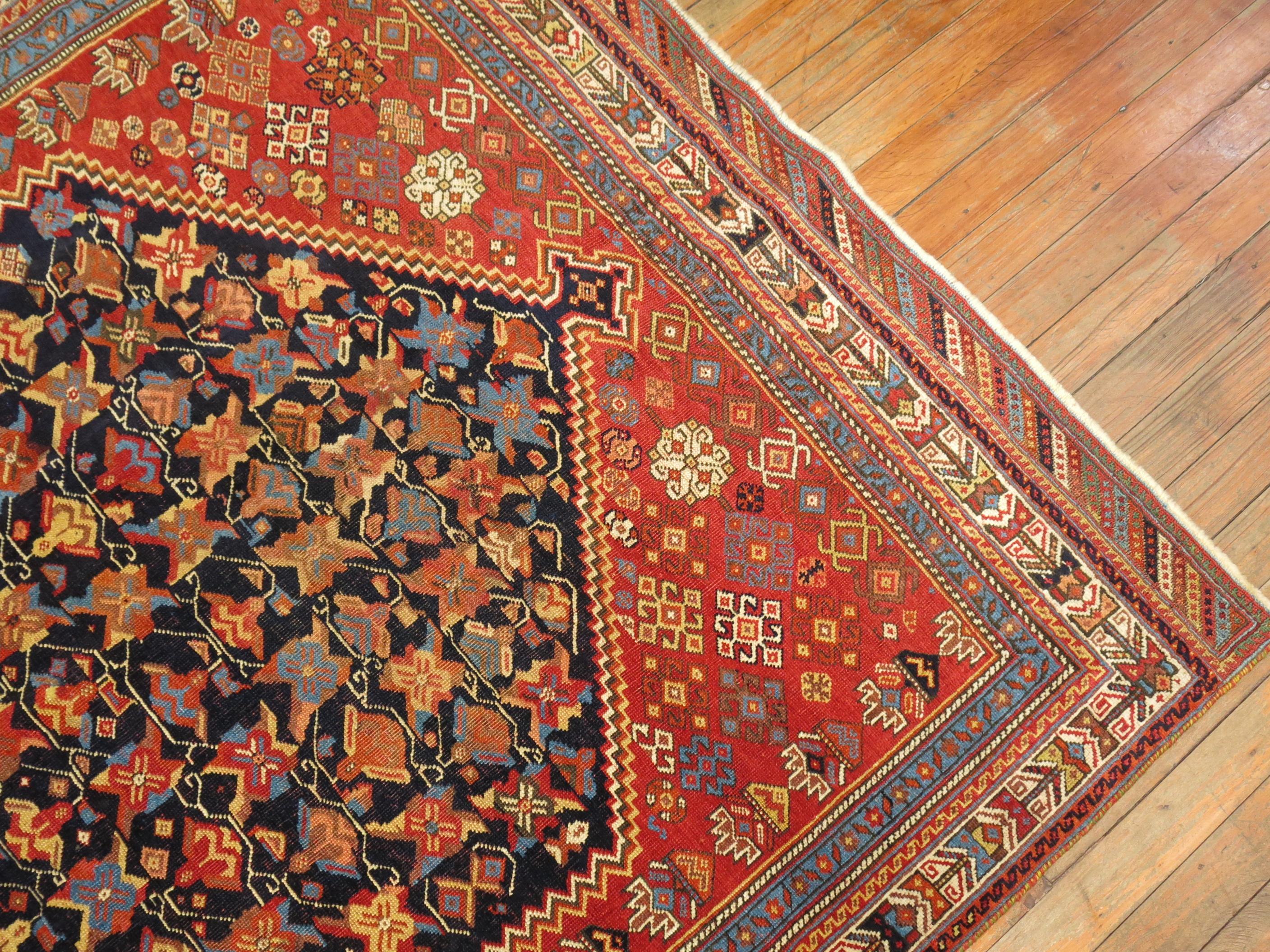 Wool Tribal Antique Persian Afshar Rug For Sale