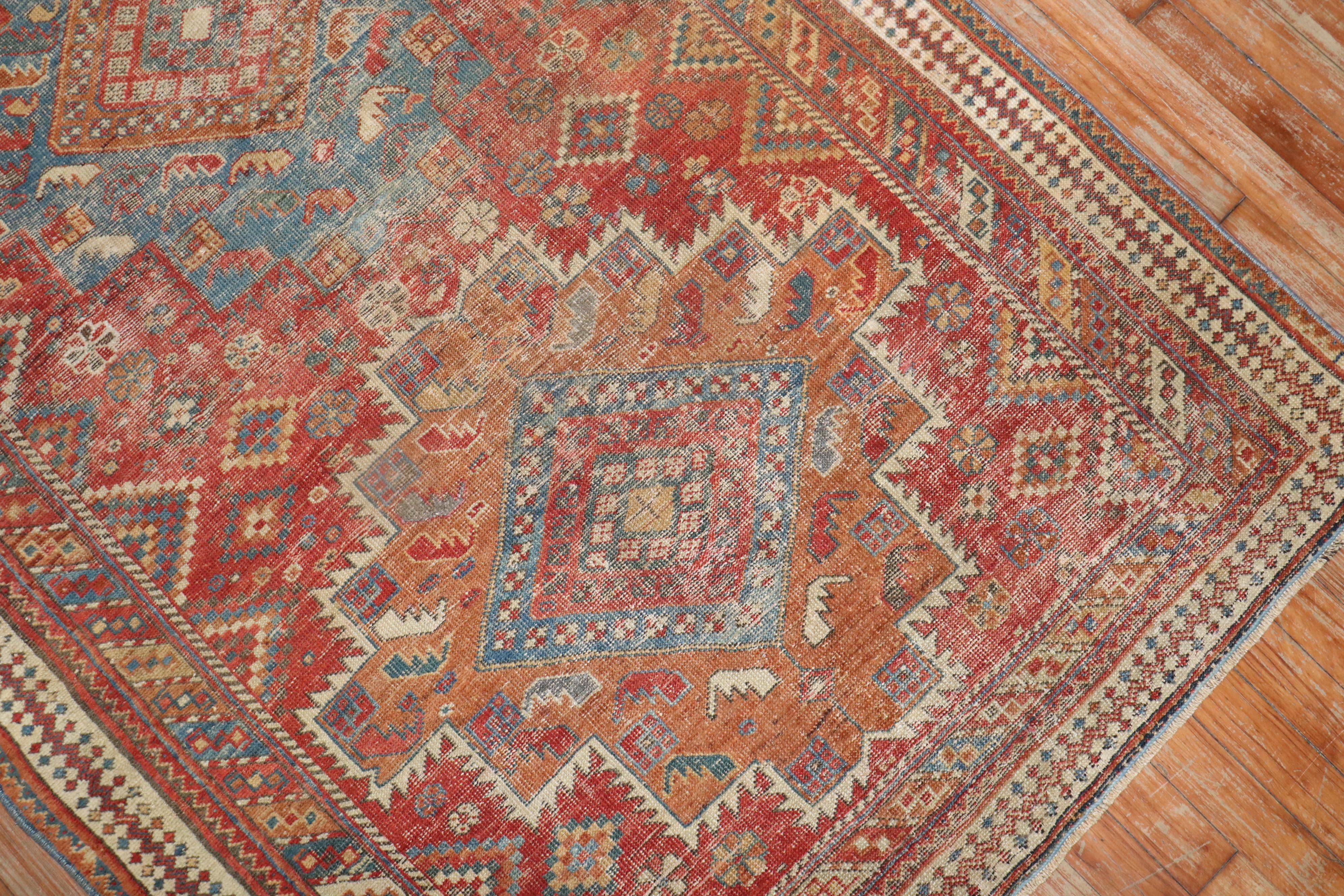 Wool Tribal Antique Persian Afshar Rug For Sale