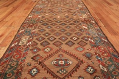 Tribal Antique Persian Bakshaish Runner Rug. Size: 3 ft 6 in x 10 ft 10 in
