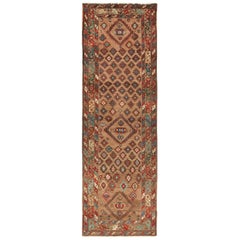 Tribal Antique Persian Bakshaish Runner Rug. Size: 3 ft 6 in x 10 ft 10 in