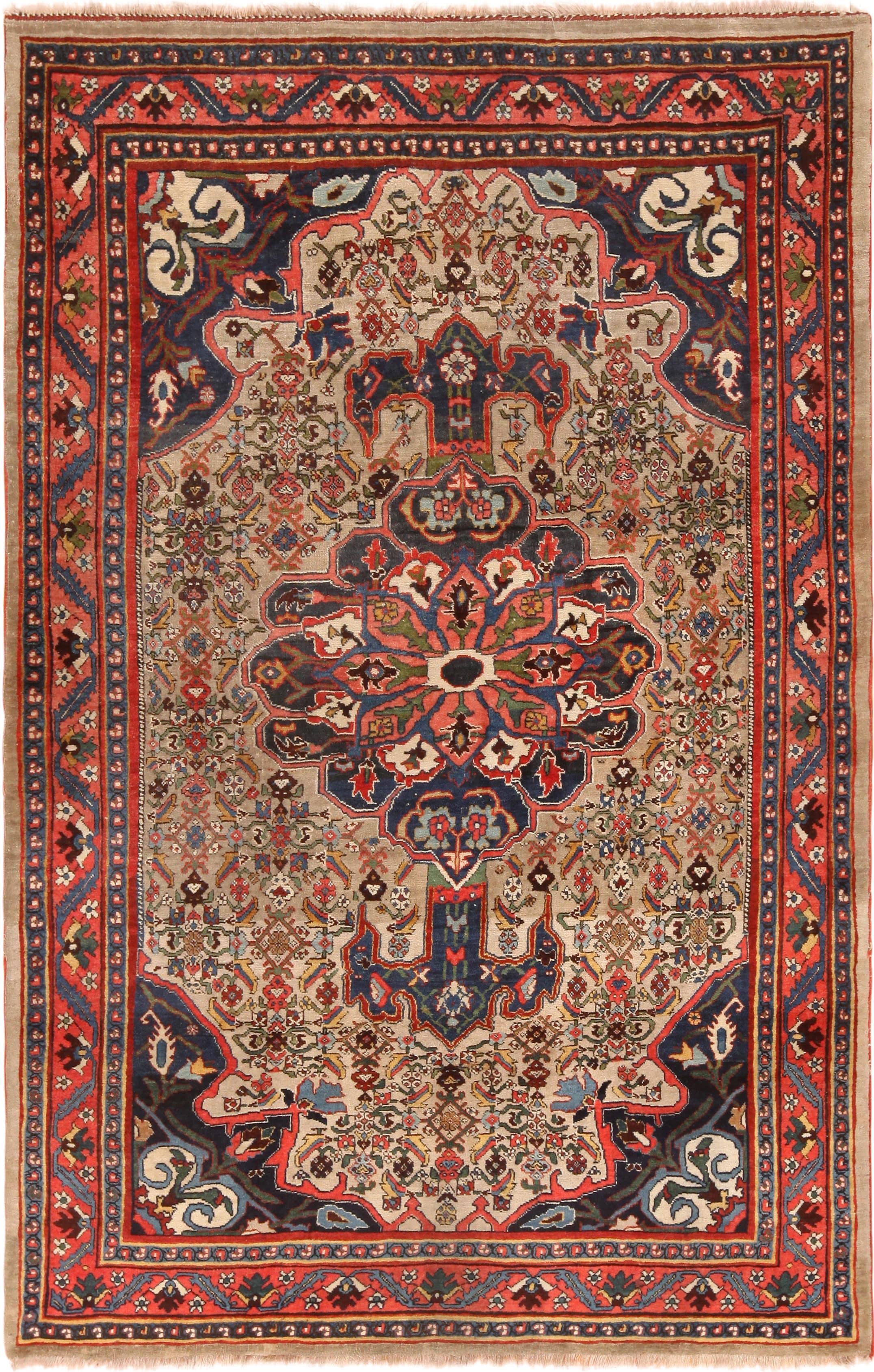 Stunning Beautiful Small Tribal Antique Persian Bidjar Rug, Country of Origin / Rug Type: Persian Rugs, Circa date: 1920. Size: 4 ft 7 in x 7 ft (1.4 m x 2.13 m)