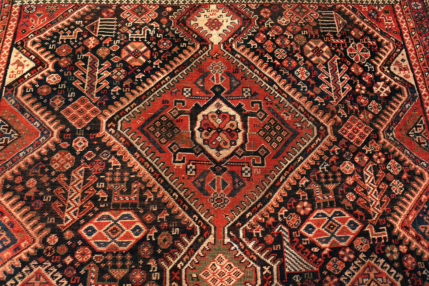 Hand-Knotted Tribal Antique Persian Qashqai Rug