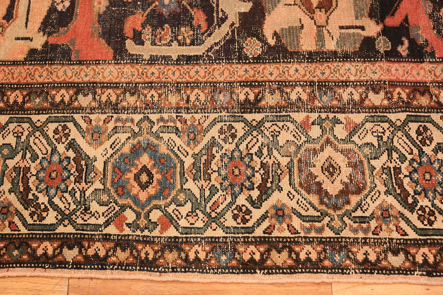 Beautiful Tribal Antique Shabby Chic Antique Malayer Rug, Country Of Origin / Rug Type: Persian Rugs, Circa Date: Late 19th Century. Size: 8 ft 6 in x 12 ft 9 in (2.59 m x 3.89 m)

