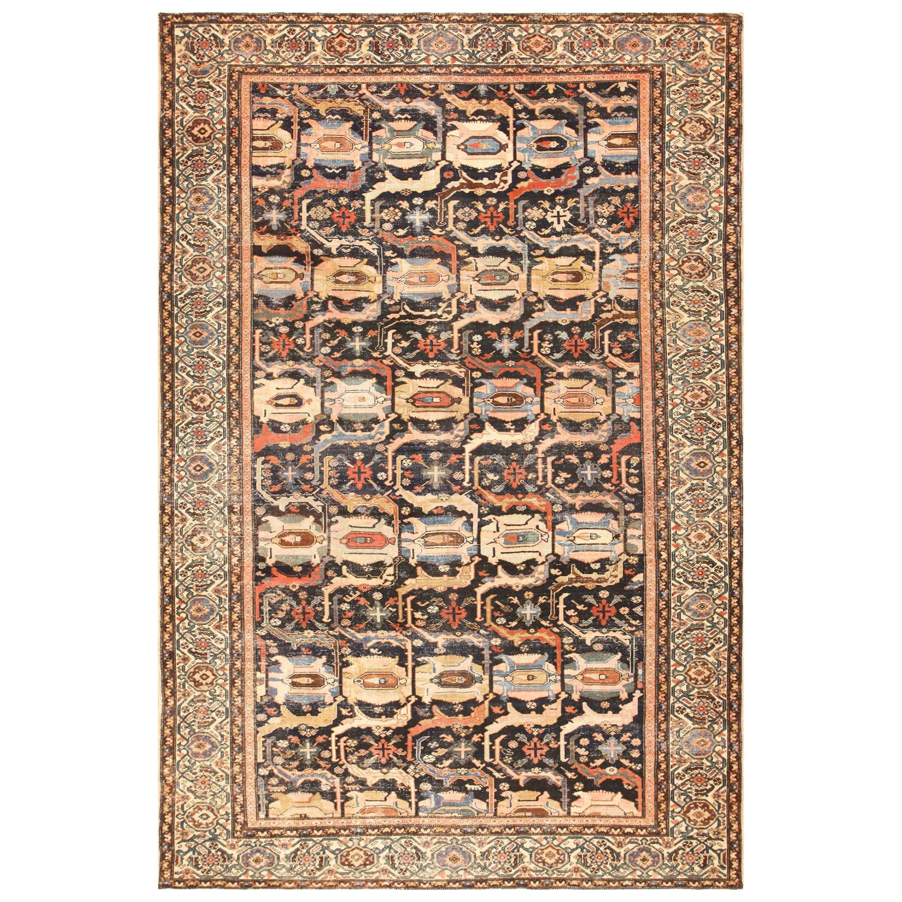Antique Shabby Chic Persian Malayer Rug. Size: 8 ft 6 in x 12 ft 9 in