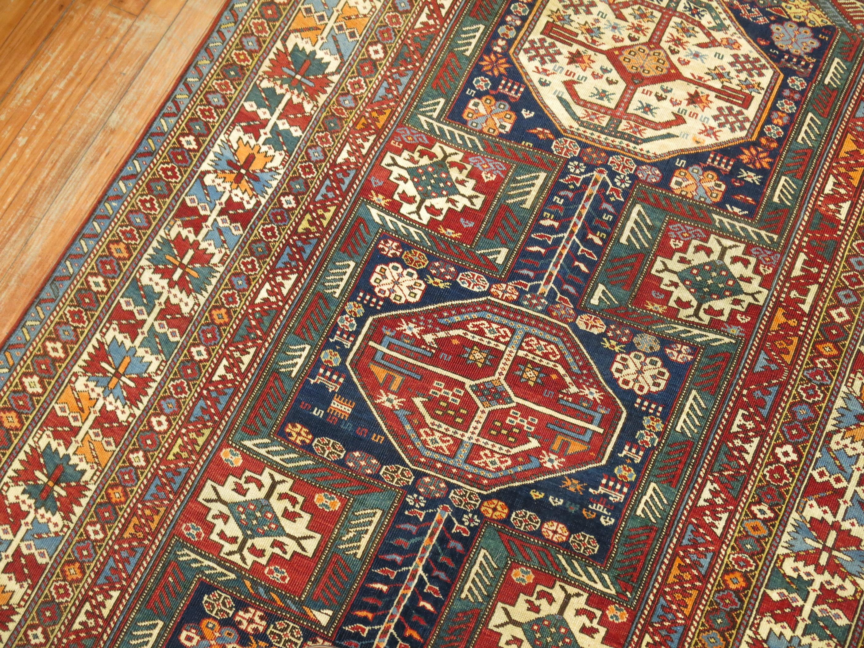 Hand-Woven Tribal Antique Shirvan Rug For Sale