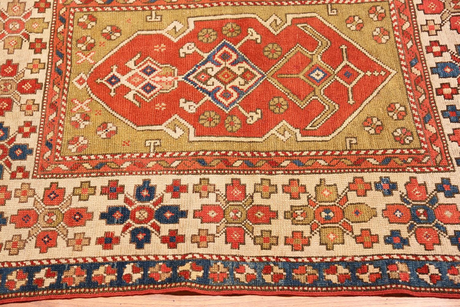 Magnificent small scatter size tribal antique Turkish Bergama rug, country of origin: Turkey, Circa 1870-80 Size: 3 ft x 4 ft 6 in (0.91 m x 1.37 m). 

