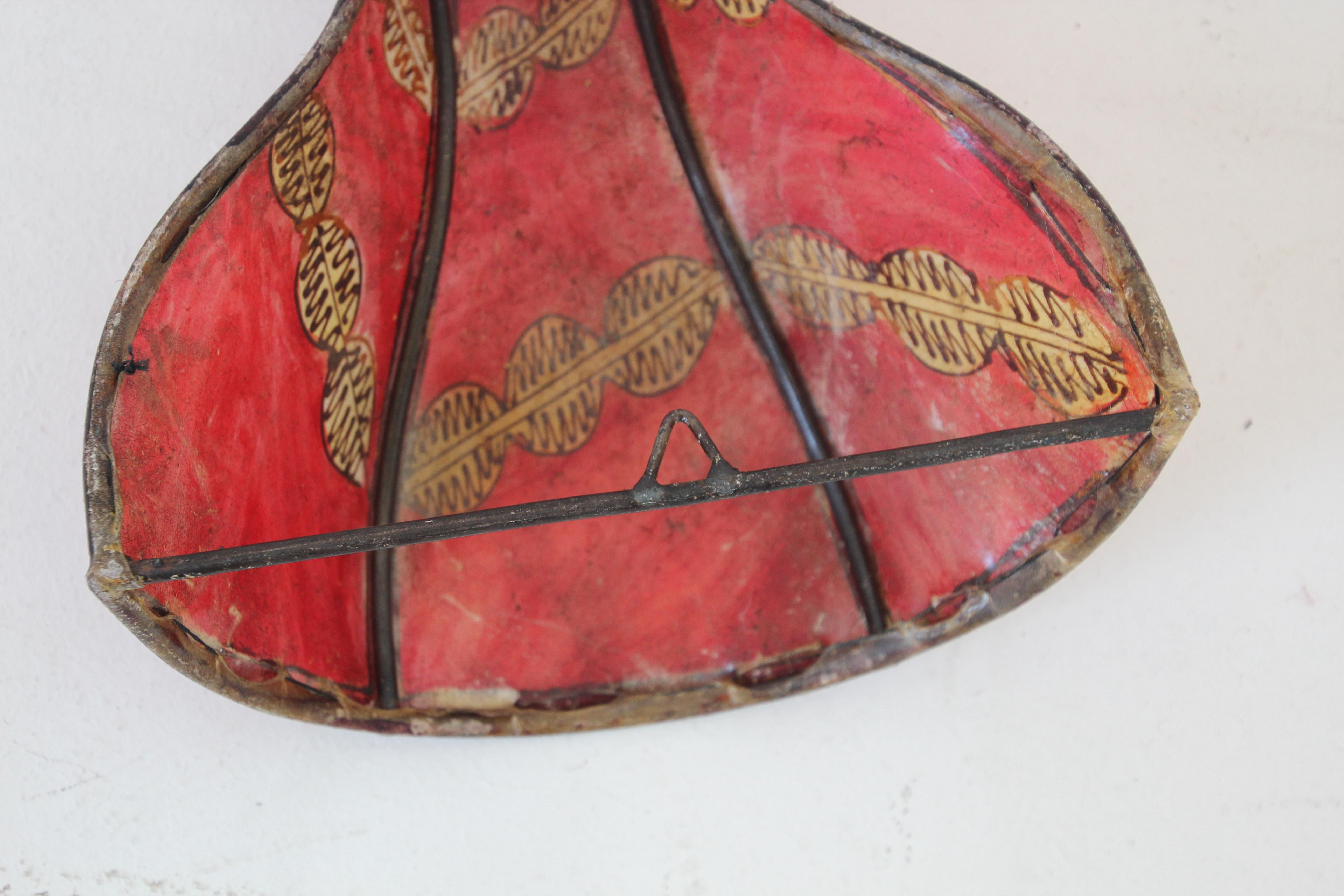 Tribal Art African Parchment Wall Sconce Red For Sale 4