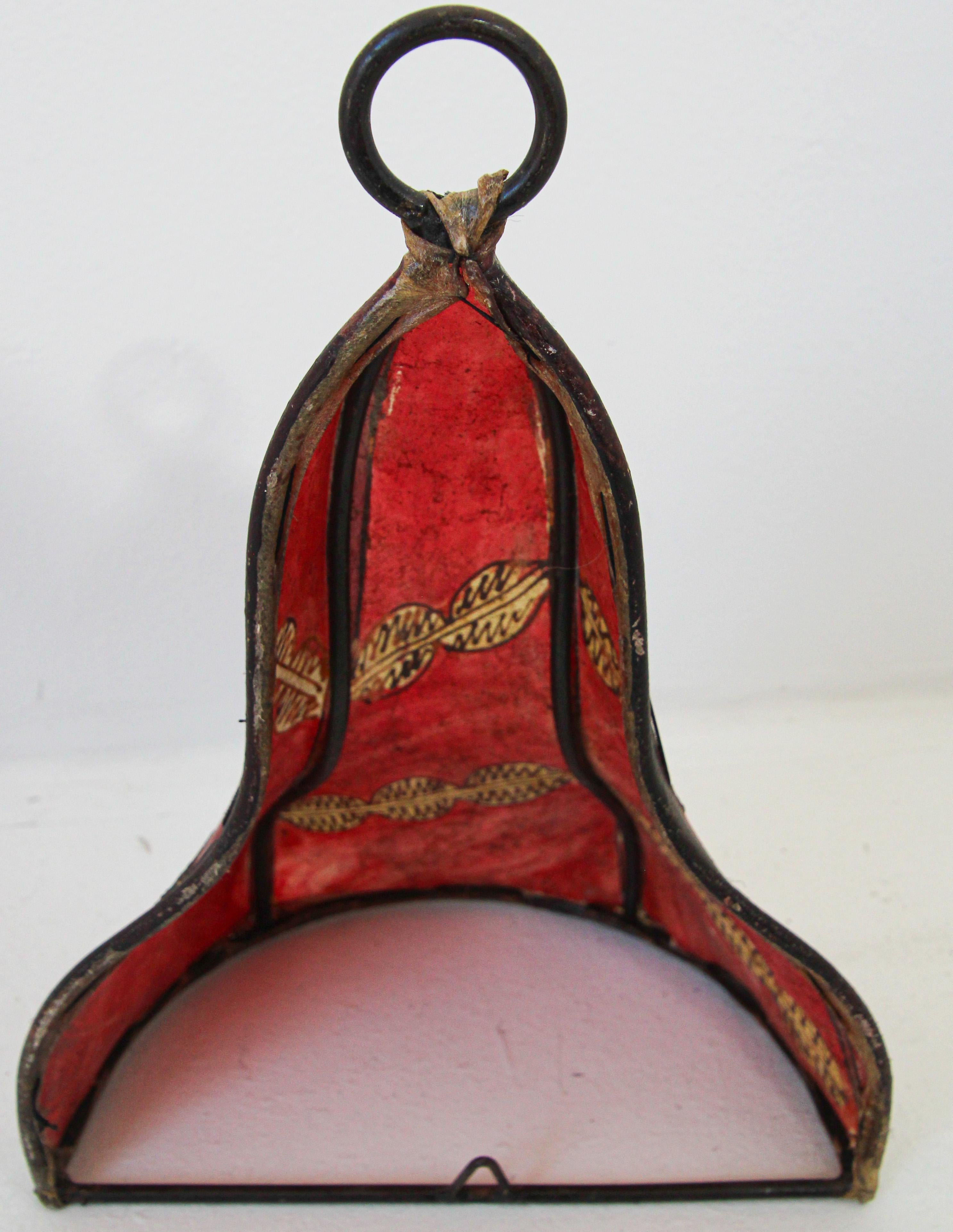 Tribal Art African Parchment Wall Sconce Red For Sale 8