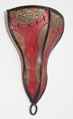 Moroccan Art Red Parchment Handpainted Wall Sconce