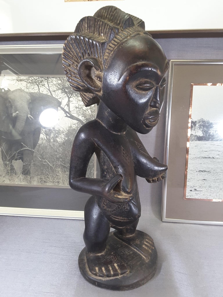 Tribal Arts Luba Fertility Figure/Statue of a Pregnant Woman For Sale