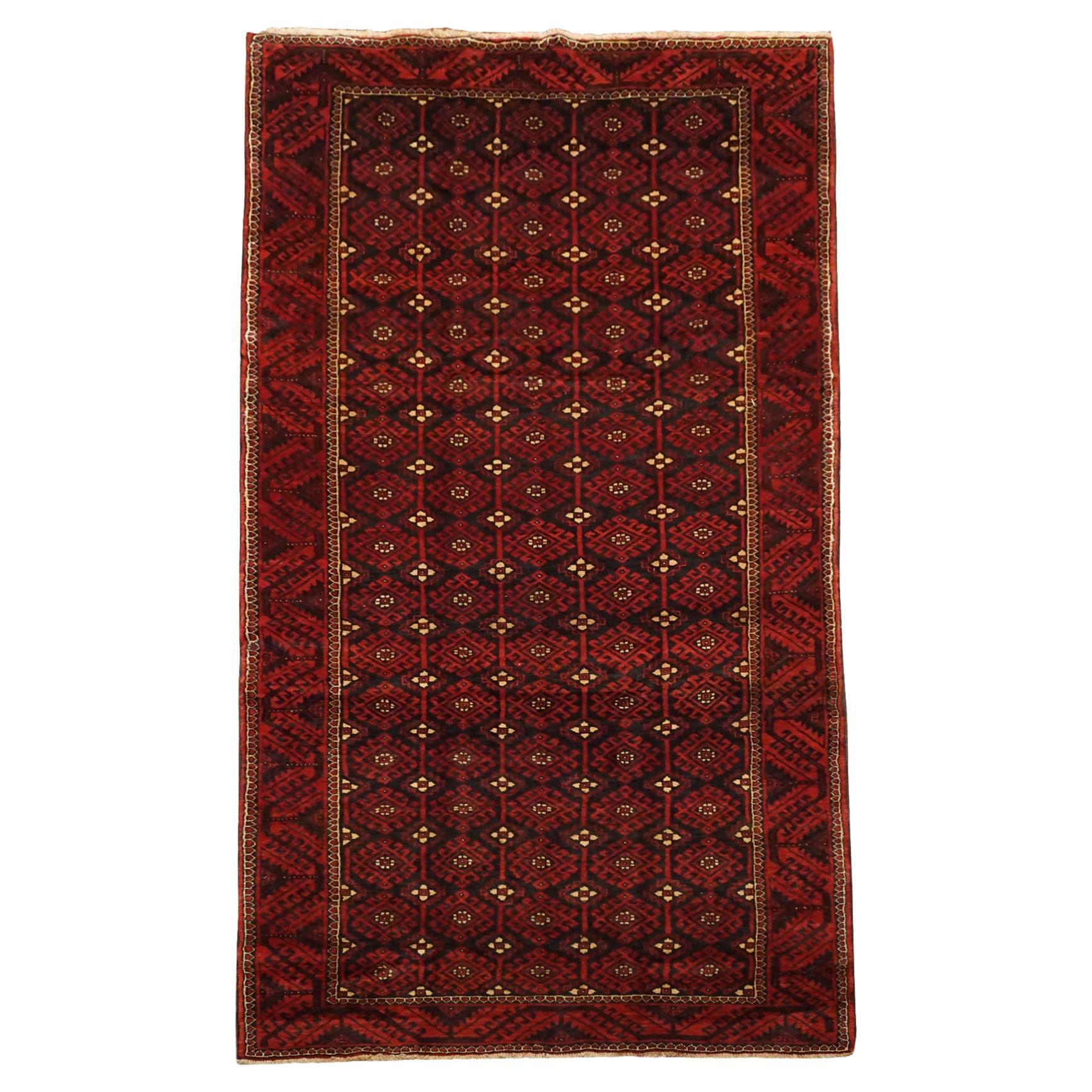 Tribal Baluchi Gallery Runner with Abrash, circa 1900 For Sale