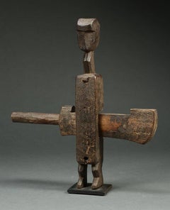 Fine Tribal Bambara Cubist Figurative Wood Door Lock Early 20th c Mali  Africa