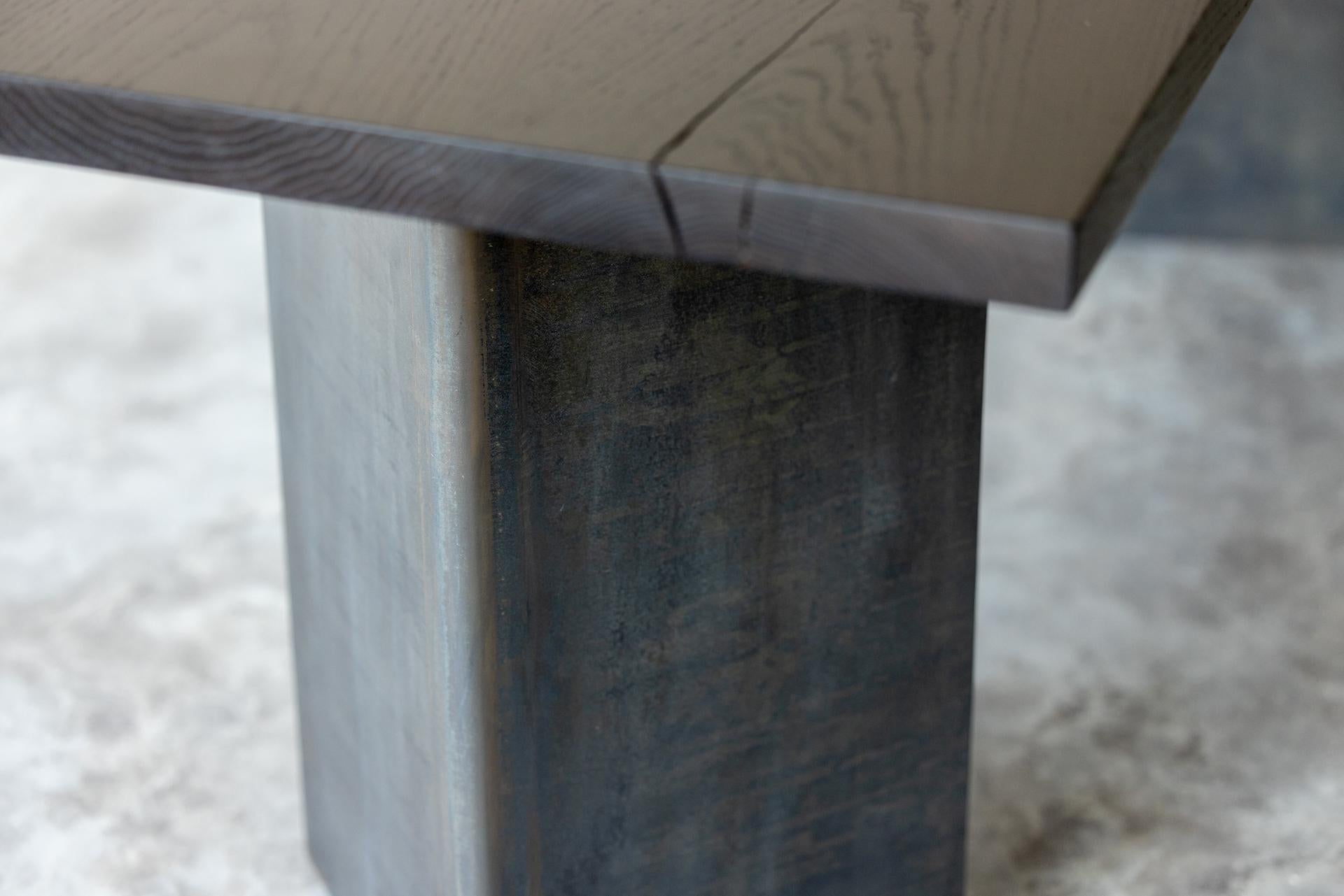 Ash Tribal Blackened Oak and Steel Table by Autonomous Furniture For Sale