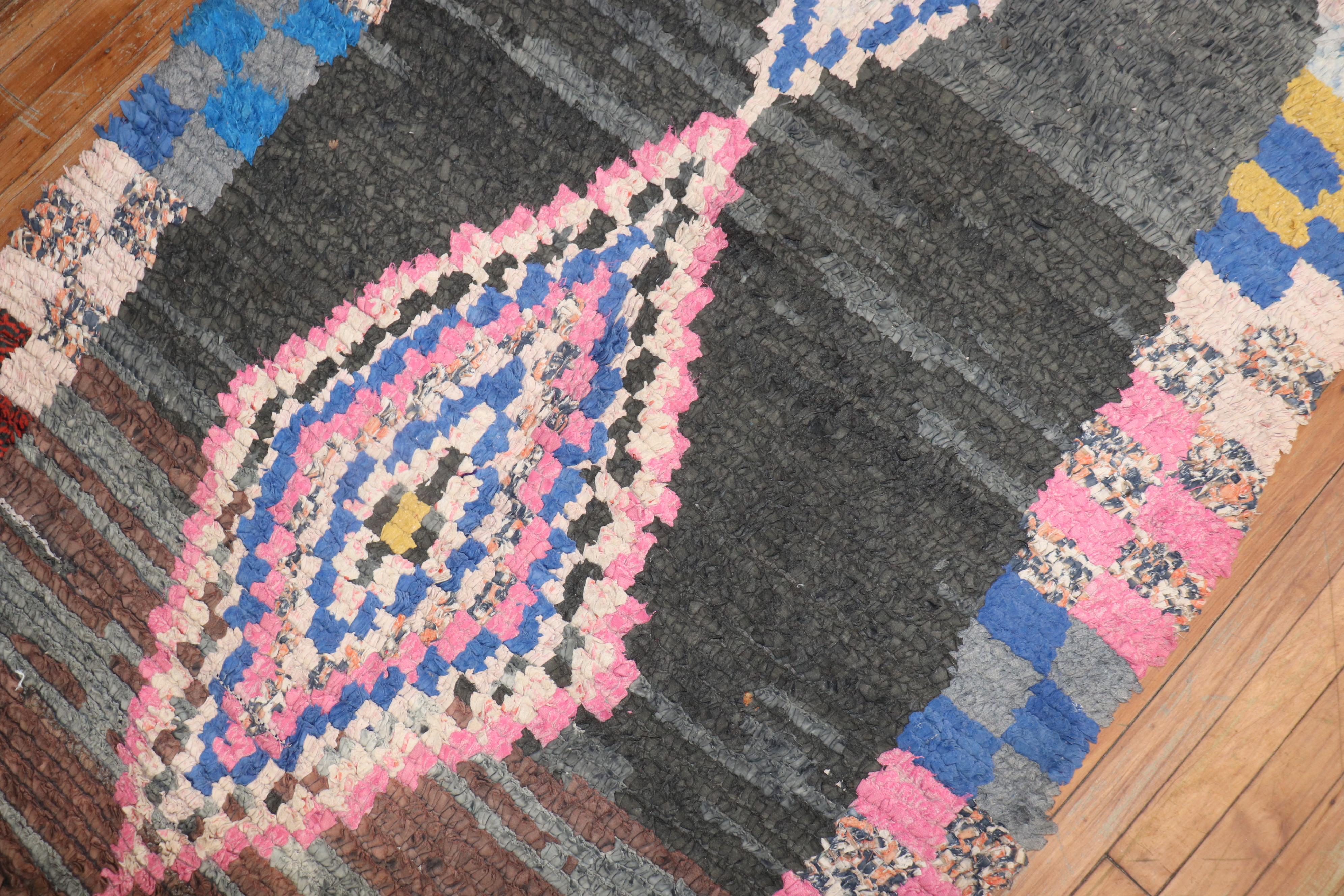 Tribal Bohemian Mid 20th Century Moroccan Rug For Sale 2