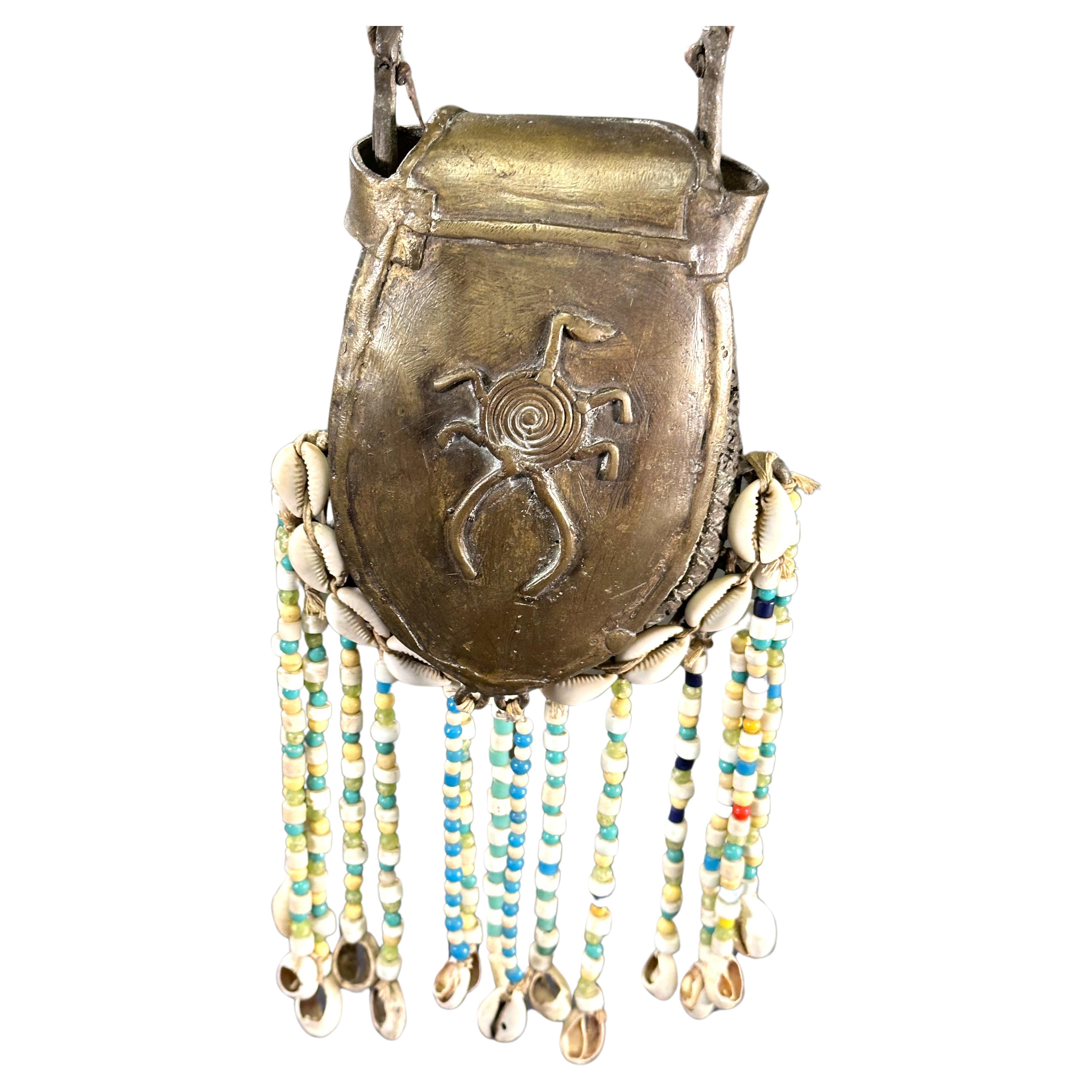 Tribal Bronze Purse, Bag, Sculpture, West Africa For Sale