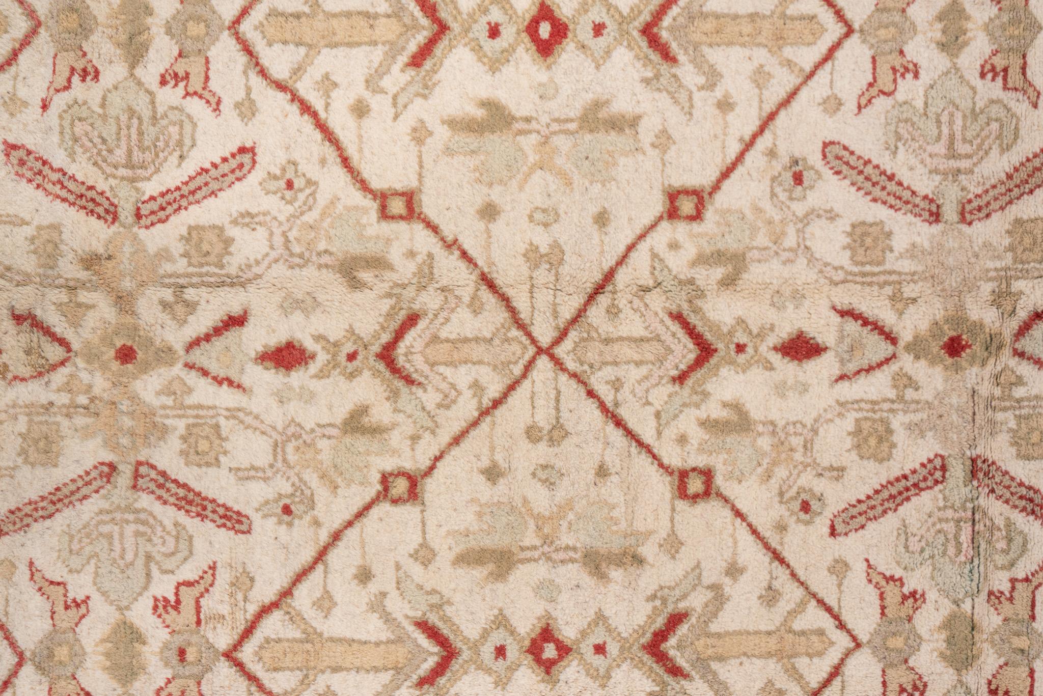 Early 20th Century Tribal Camel Oushak with Red Geometry For Sale