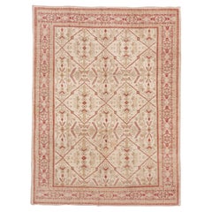 Oushak tribale di cammello con geometria rossa