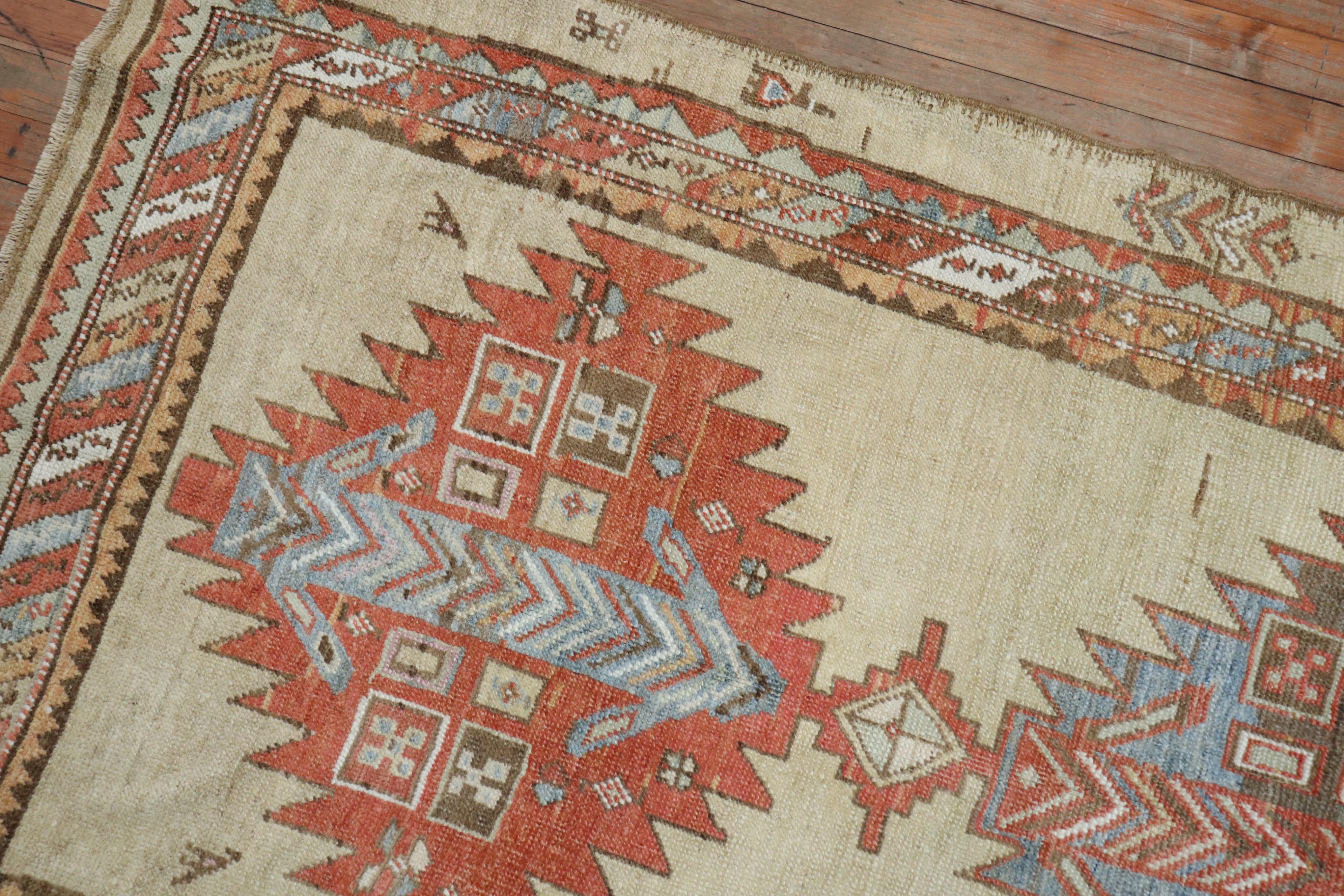 Wool Tribal Camel Persian Serab Geometric Casual Runner For Sale