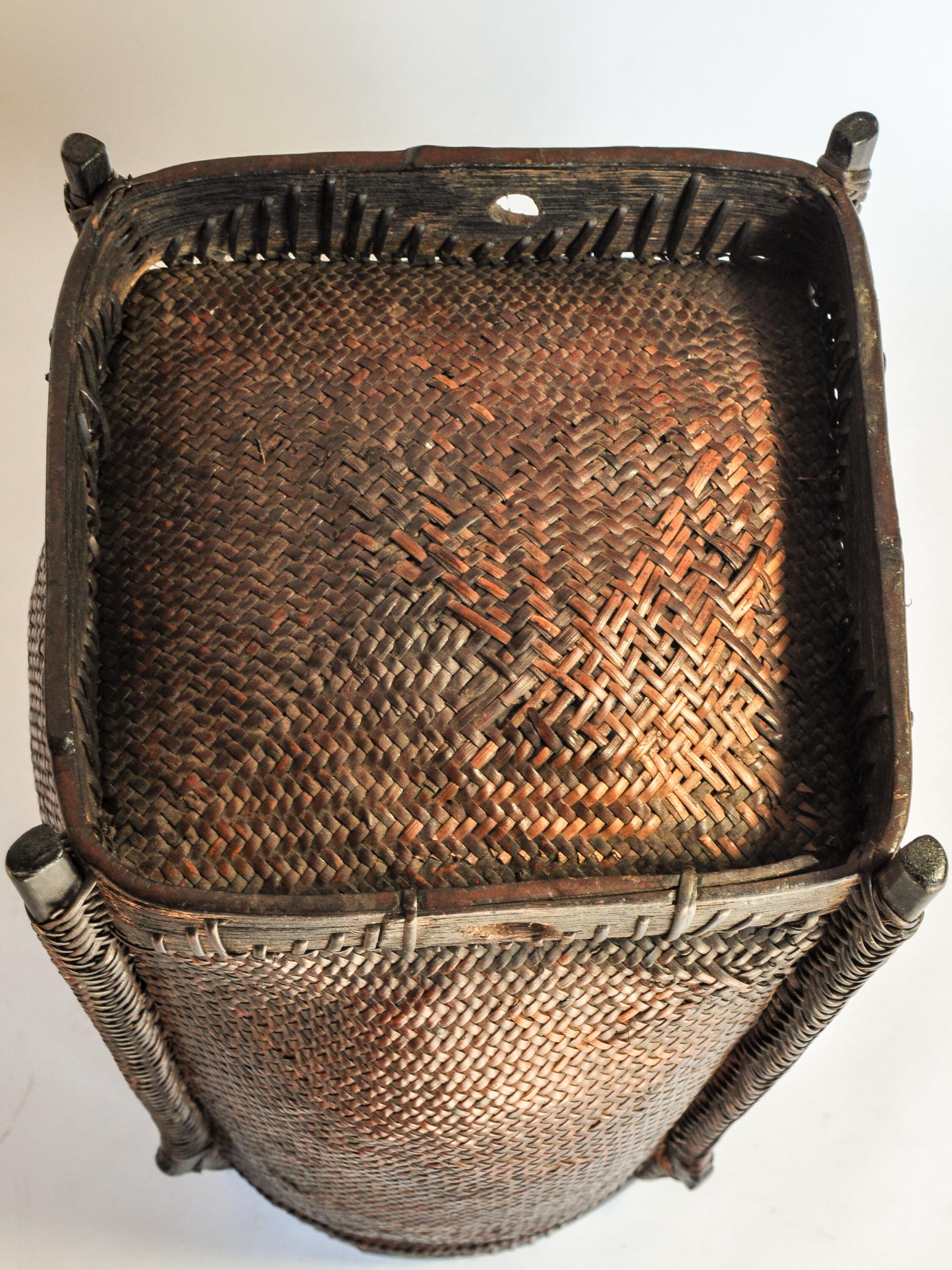 Tribal Carrying and Storage Basket from Borneo, Mid-20th Century 11