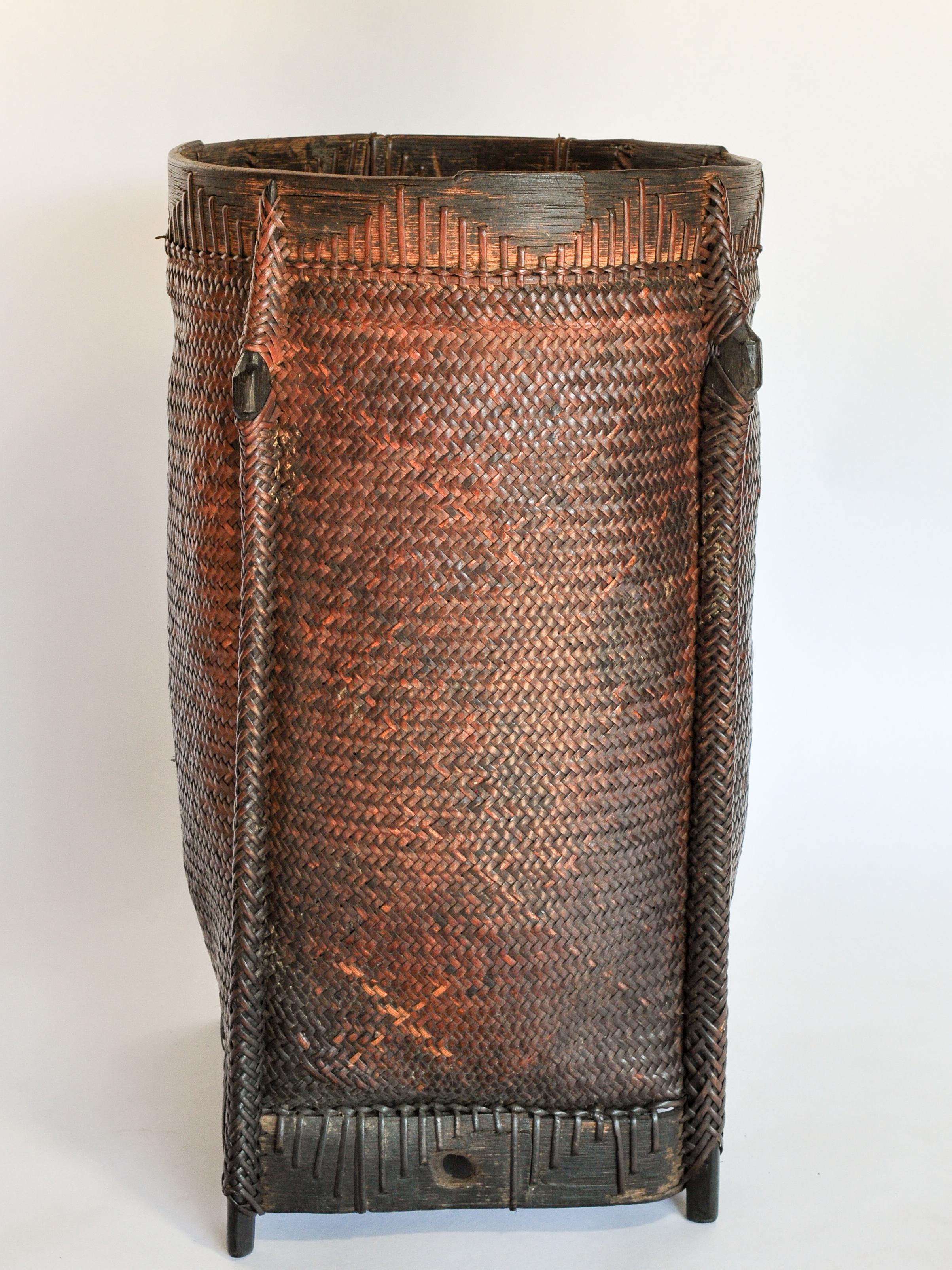 Indonesian Tribal Carrying and Storage Basket from Borneo, Mid-20th Century