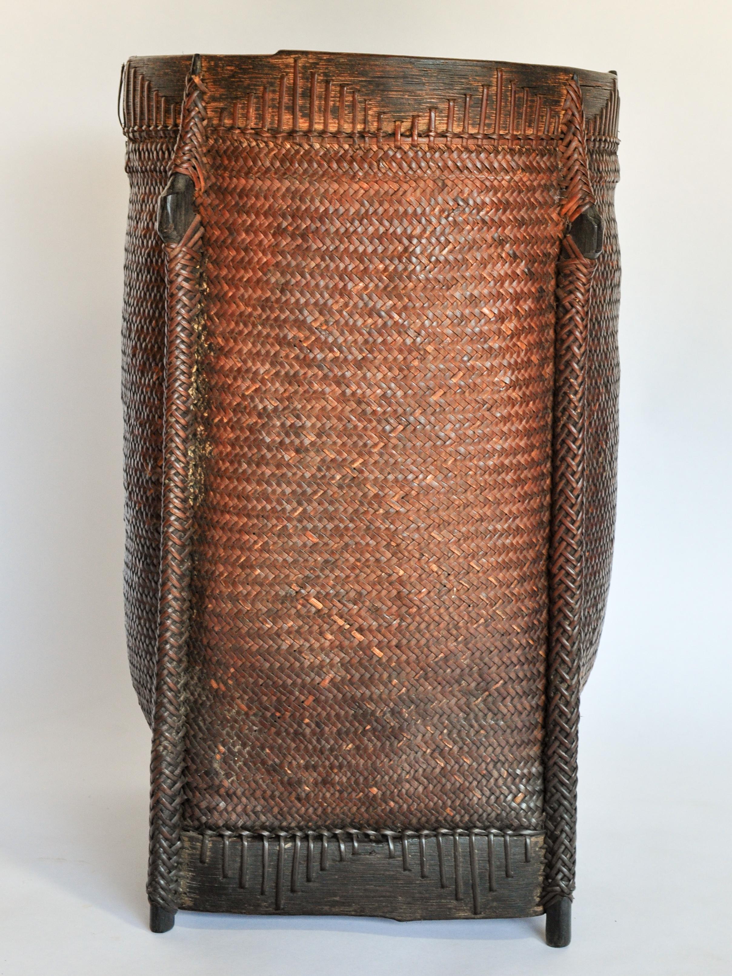 Tribal Carrying and Storage Basket from Borneo, Mid-20th Century In Good Condition In Point Richmond, CA