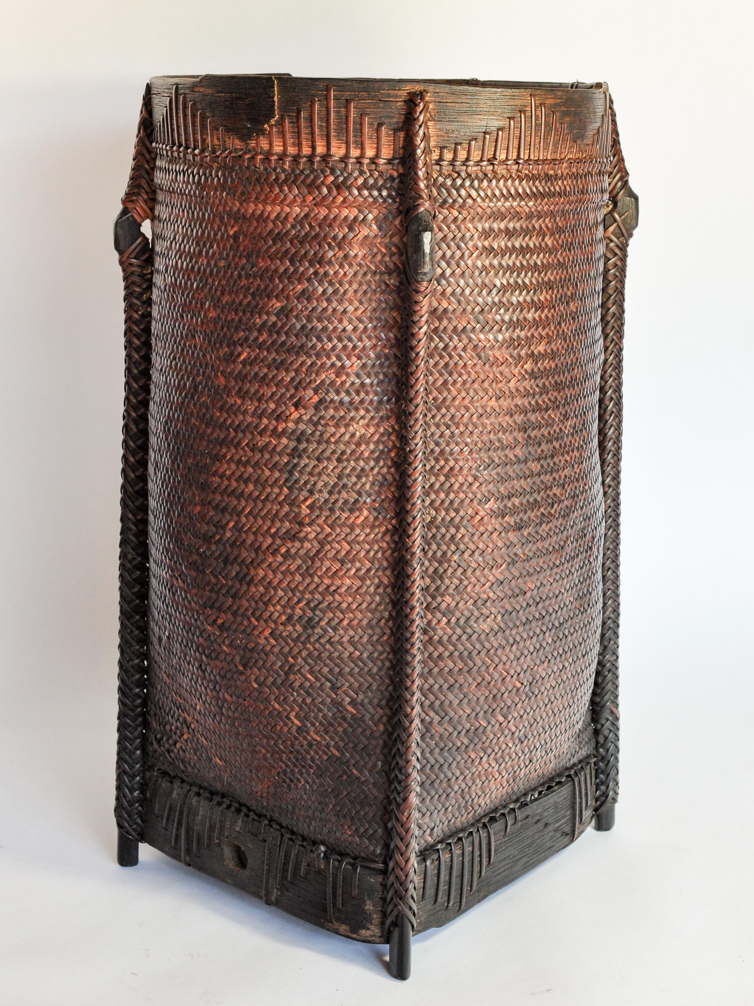 Tribal Carrying and Storage Basket from Borneo, Mid-20th Century 2