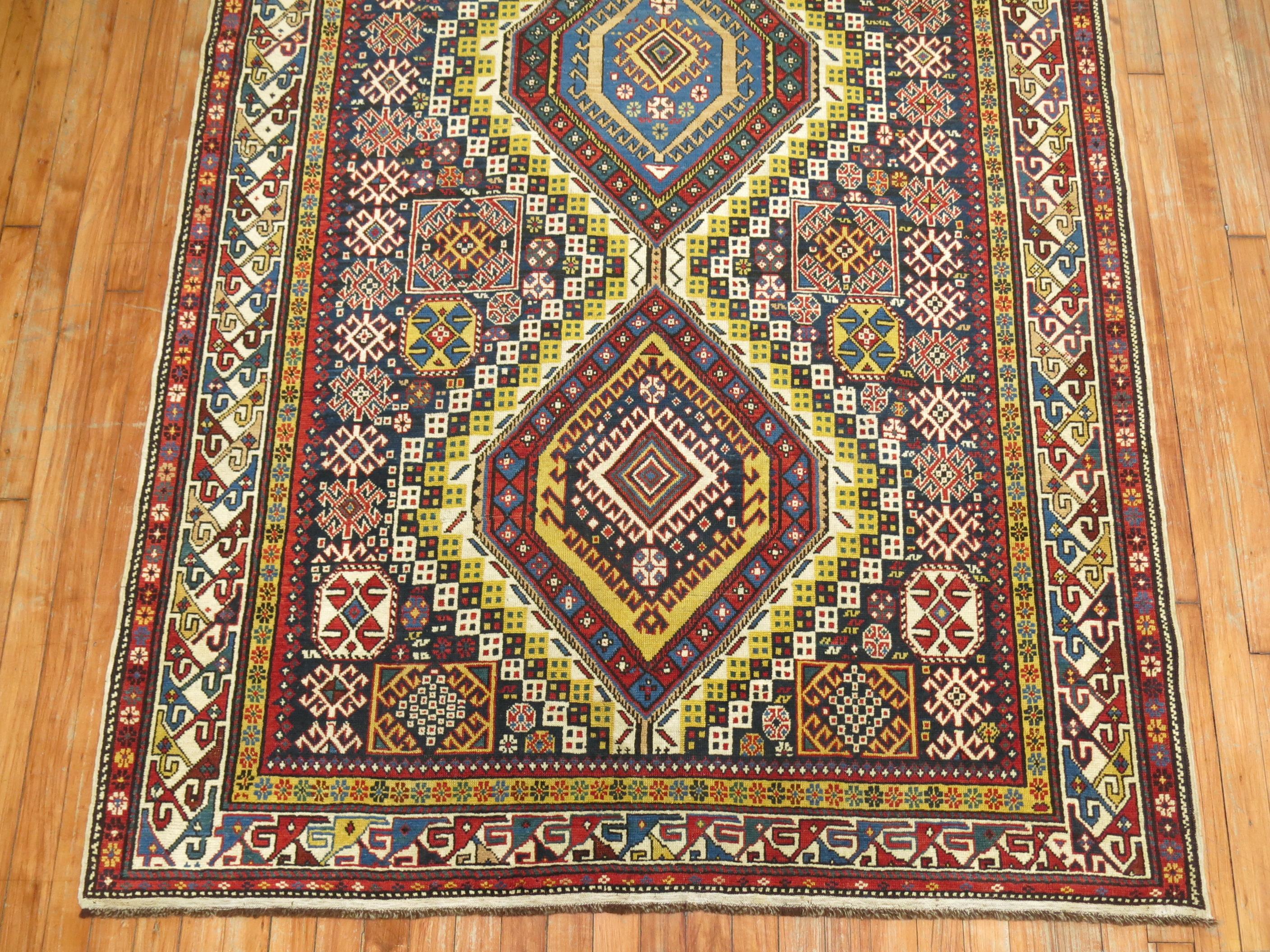 Tribal Caucasian Antique Shirvan Gallery Rug In Good Condition For Sale In New York, NY