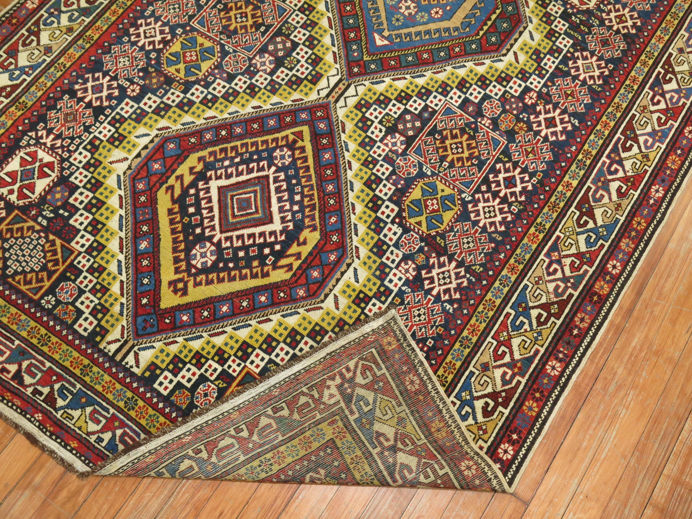 19th Century Tribal Caucasian Antique Shirvan Gallery Rug For Sale