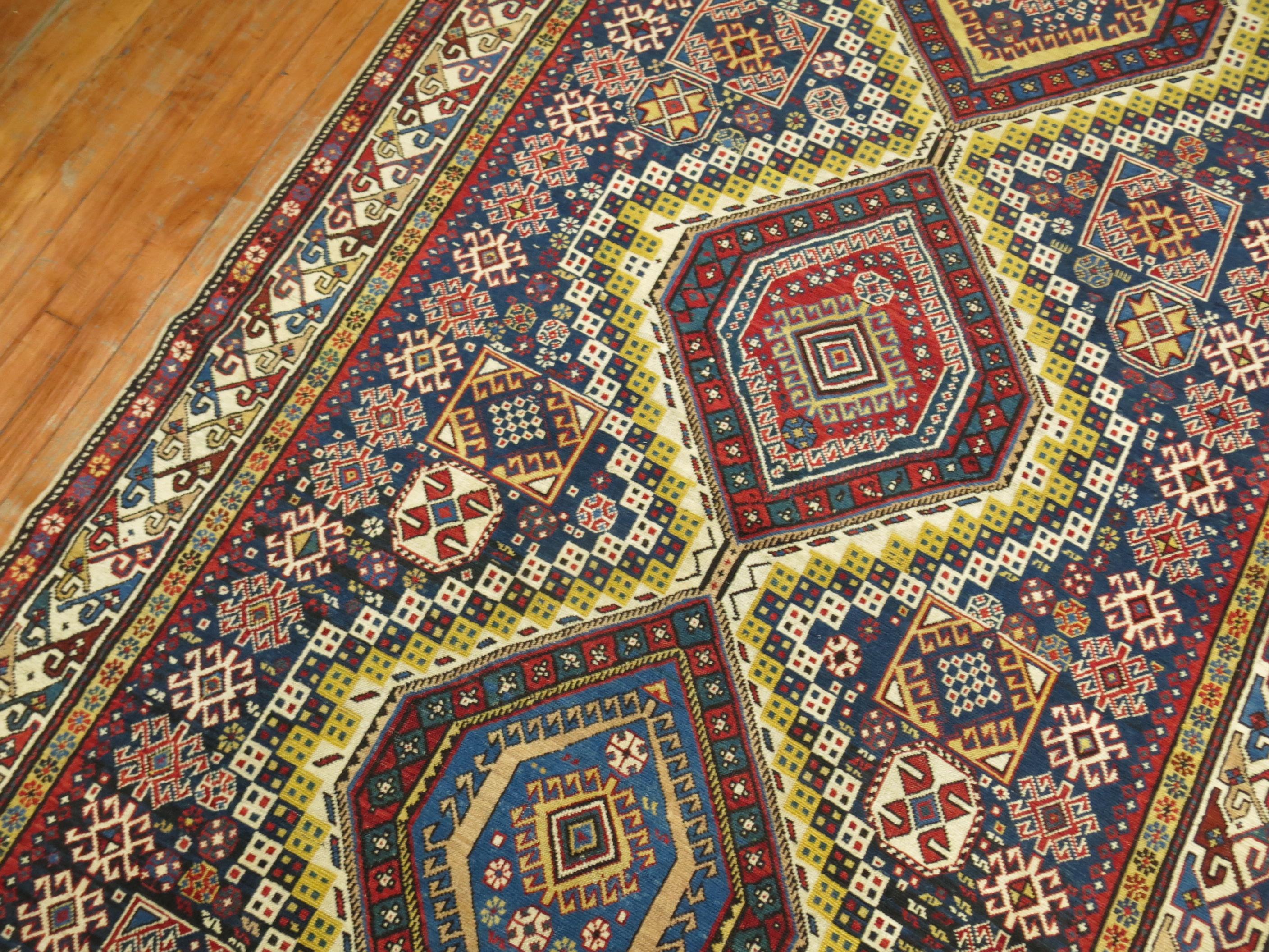 Wool Tribal Caucasian Antique Shirvan Gallery Rug For Sale