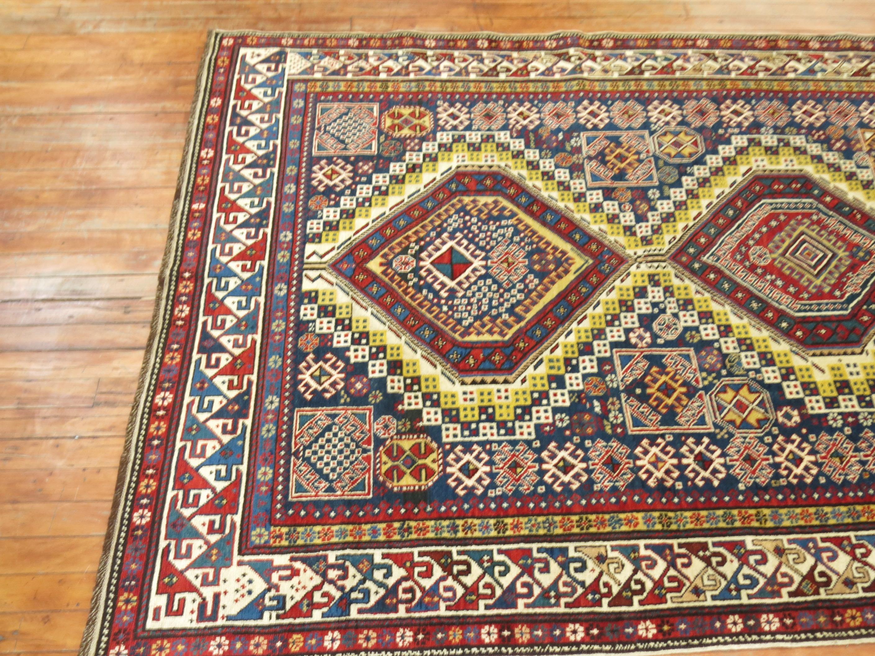 Tribal Caucasian Antique Shirvan Gallery Rug For Sale 2