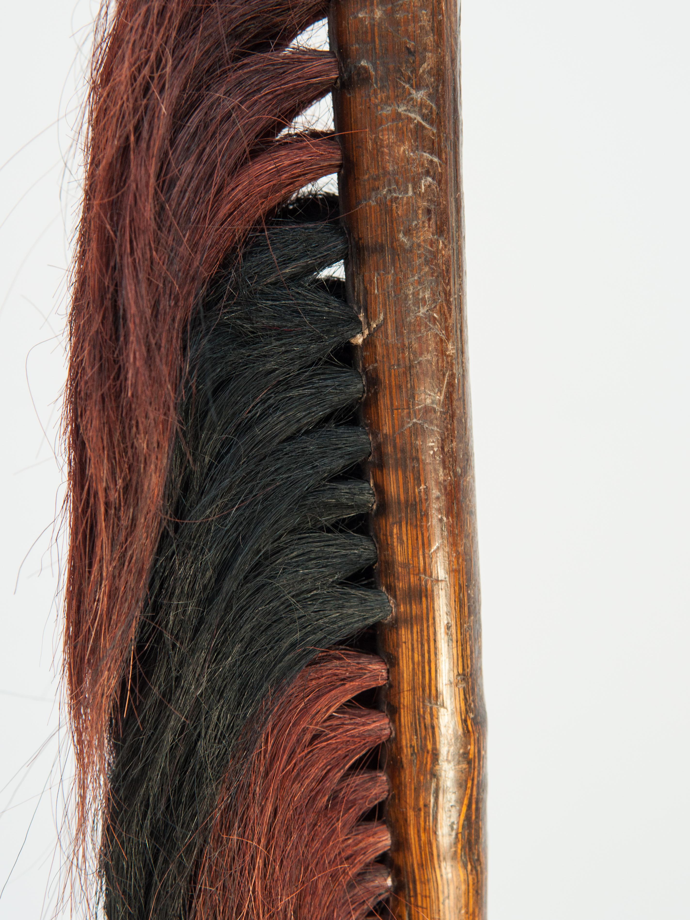 Tribal Ceremonial Knife with Goat Hair Decoration, Nagaland, Mid-20th Century 7