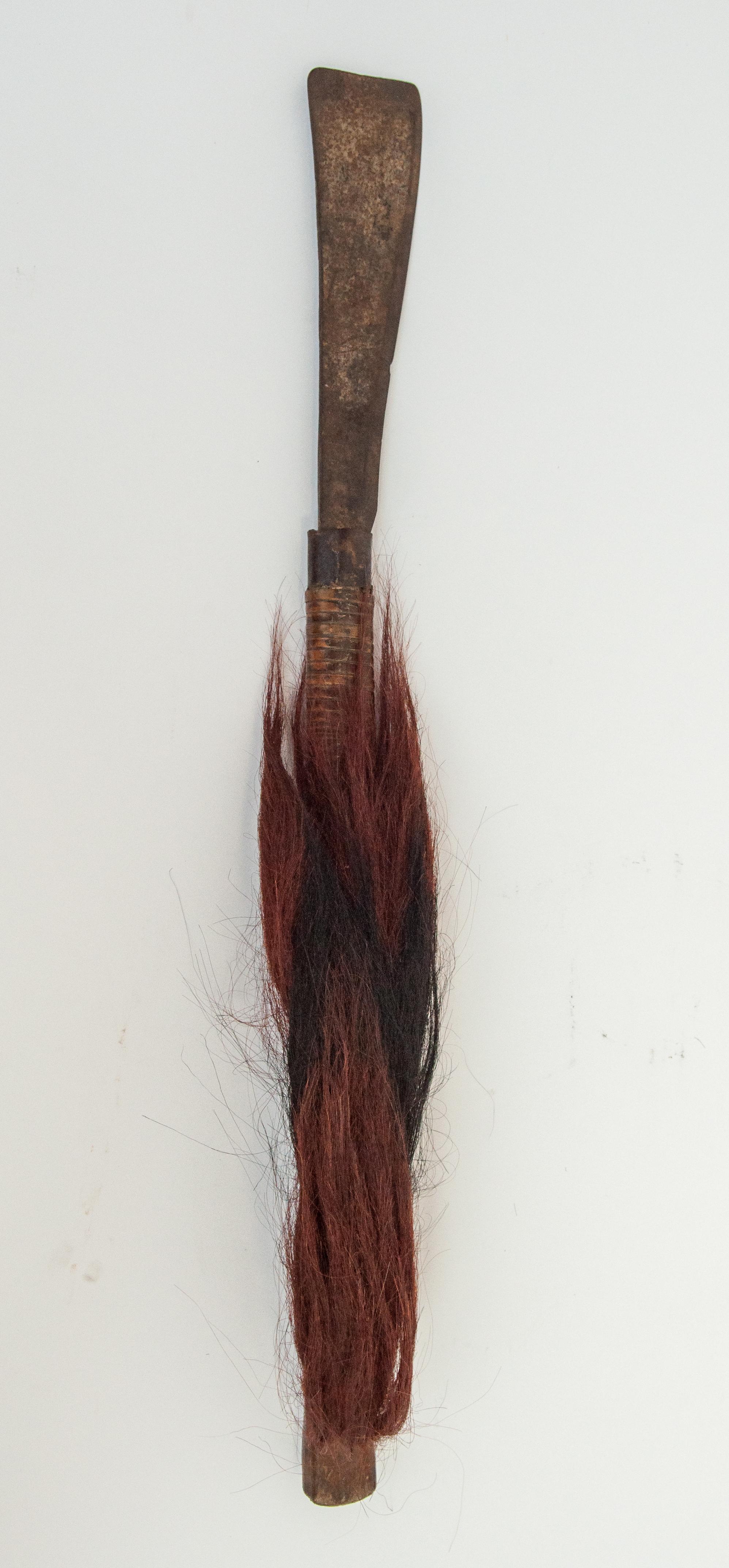 Tribal Ceremonial Knife with Goat Hair Decoration, Nagaland, Mid-20th Century 2