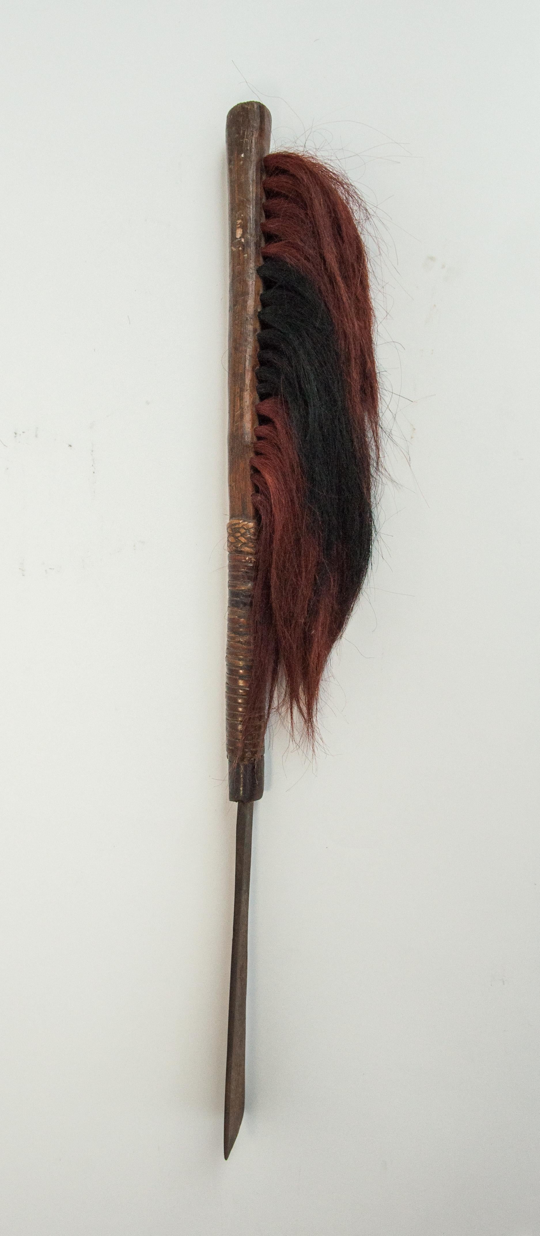 Tribal Ceremonial Knife with Goat Hair Decoration, Nagaland, Mid-20th Century 3