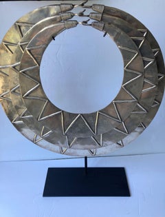 Tribal Ceremonial Silver Ornament/Neckrings, Sculpture, Miao, Guizhou, W/ Stand