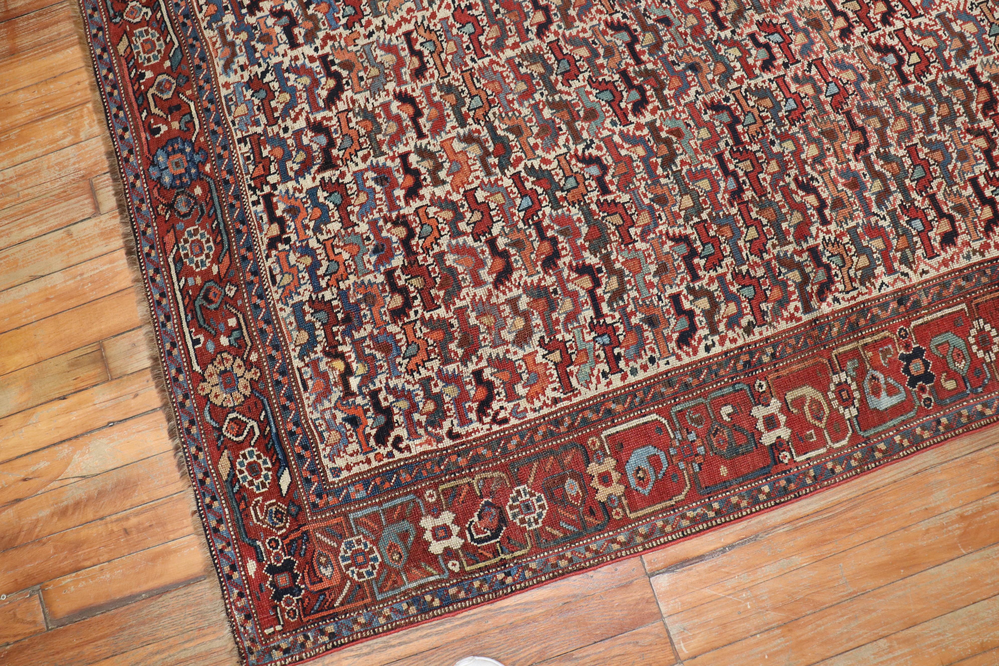 Hand-Woven Tribal Chicken Motif Rustic Persian Afshar Accent Rug, Early 20th Century For Sale